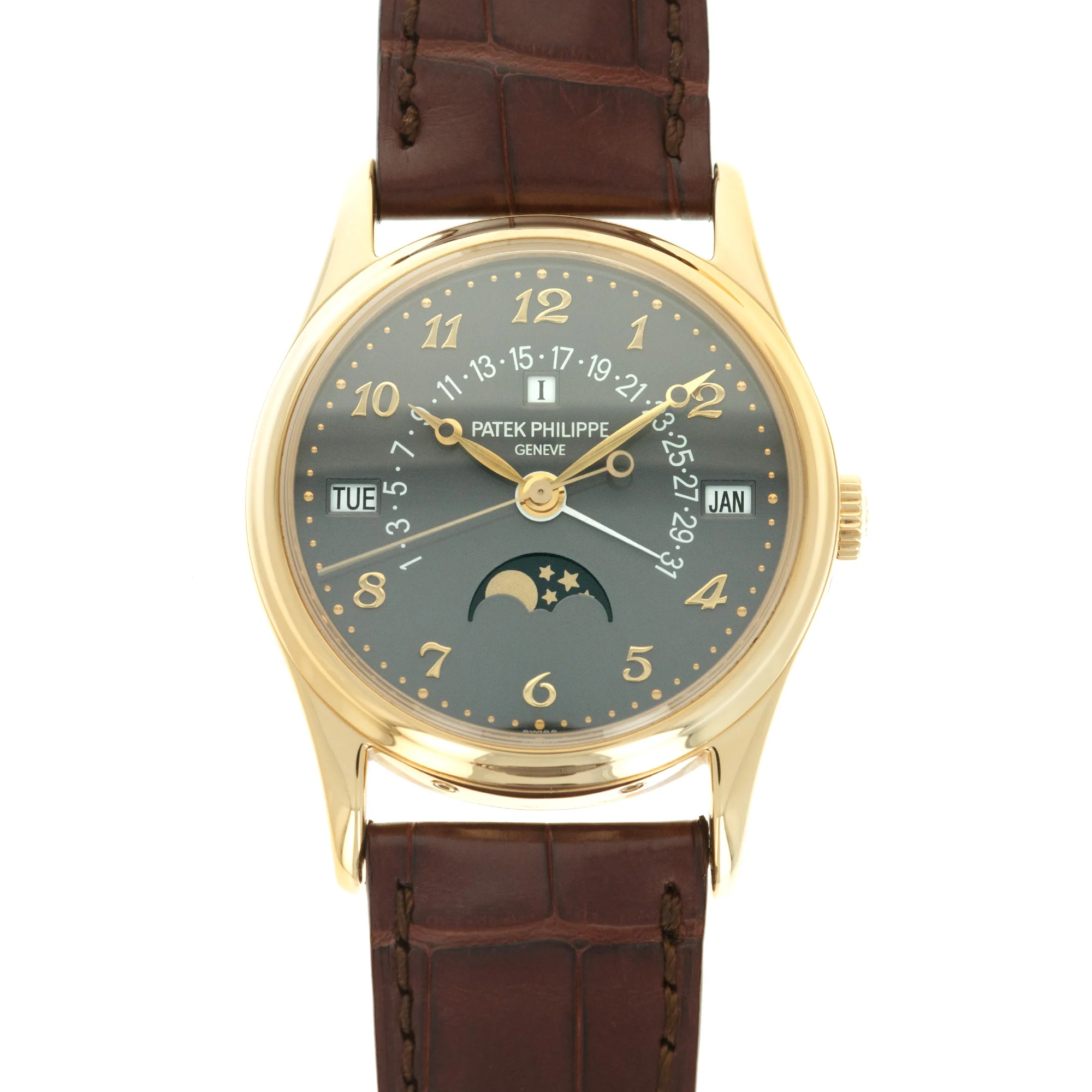Patek Philippe Yellow Gold Perpetual Retrograde Grey Dial Watch Ref. 5050