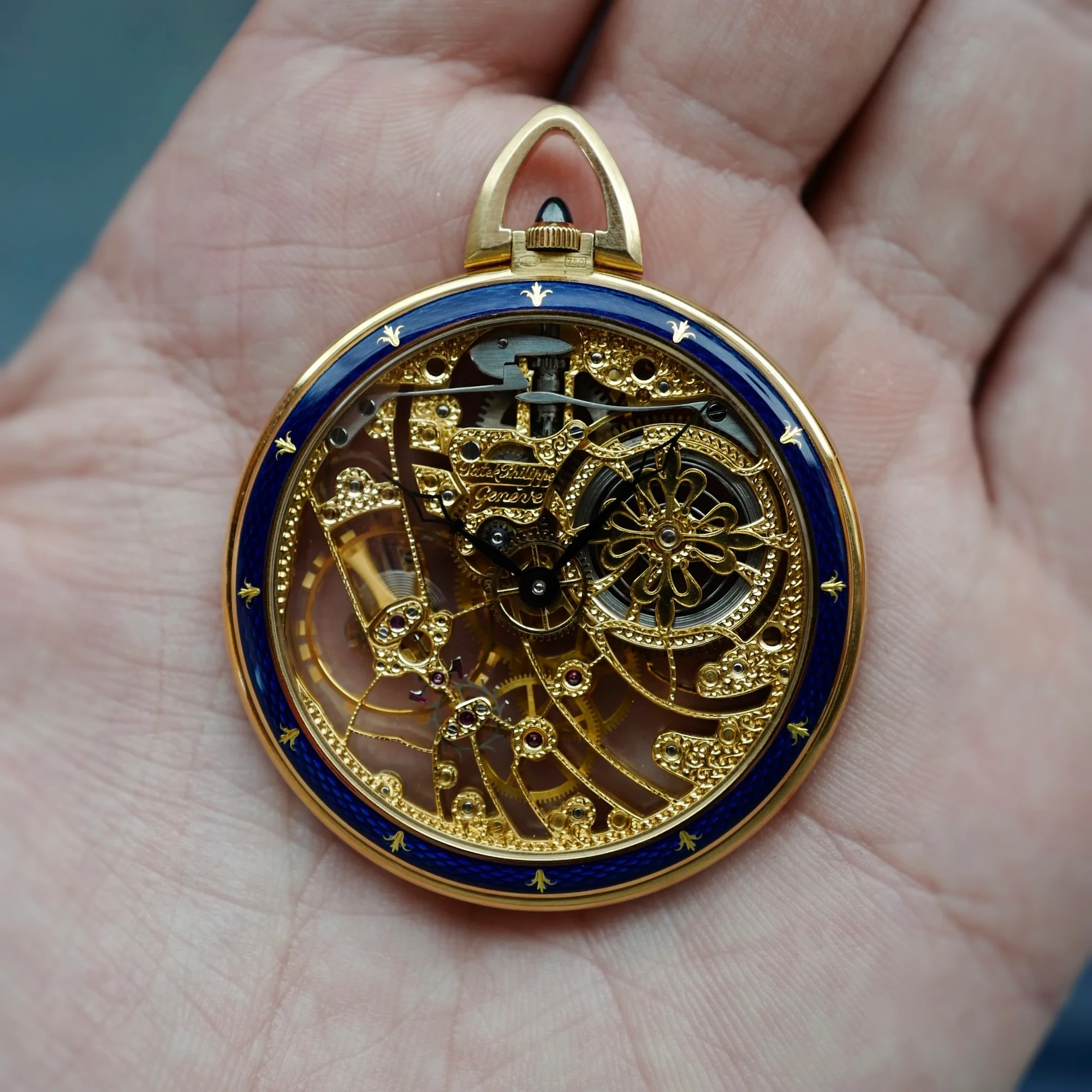 Patek Philippe Yellow Gold Skeleton Enamel Pocket Watch Ref. 899 - Image 4