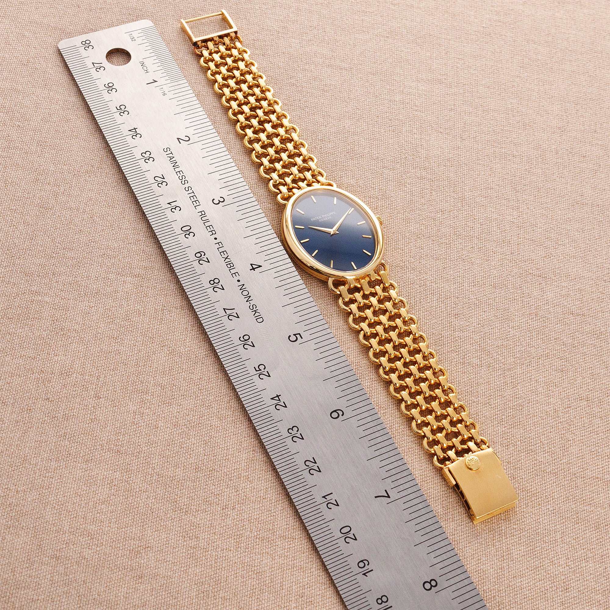 Patek Philippe Yellow Gold Vintage Jumbo Ellipse Ref. 3798/3 on JPE Chain Band - Image 9