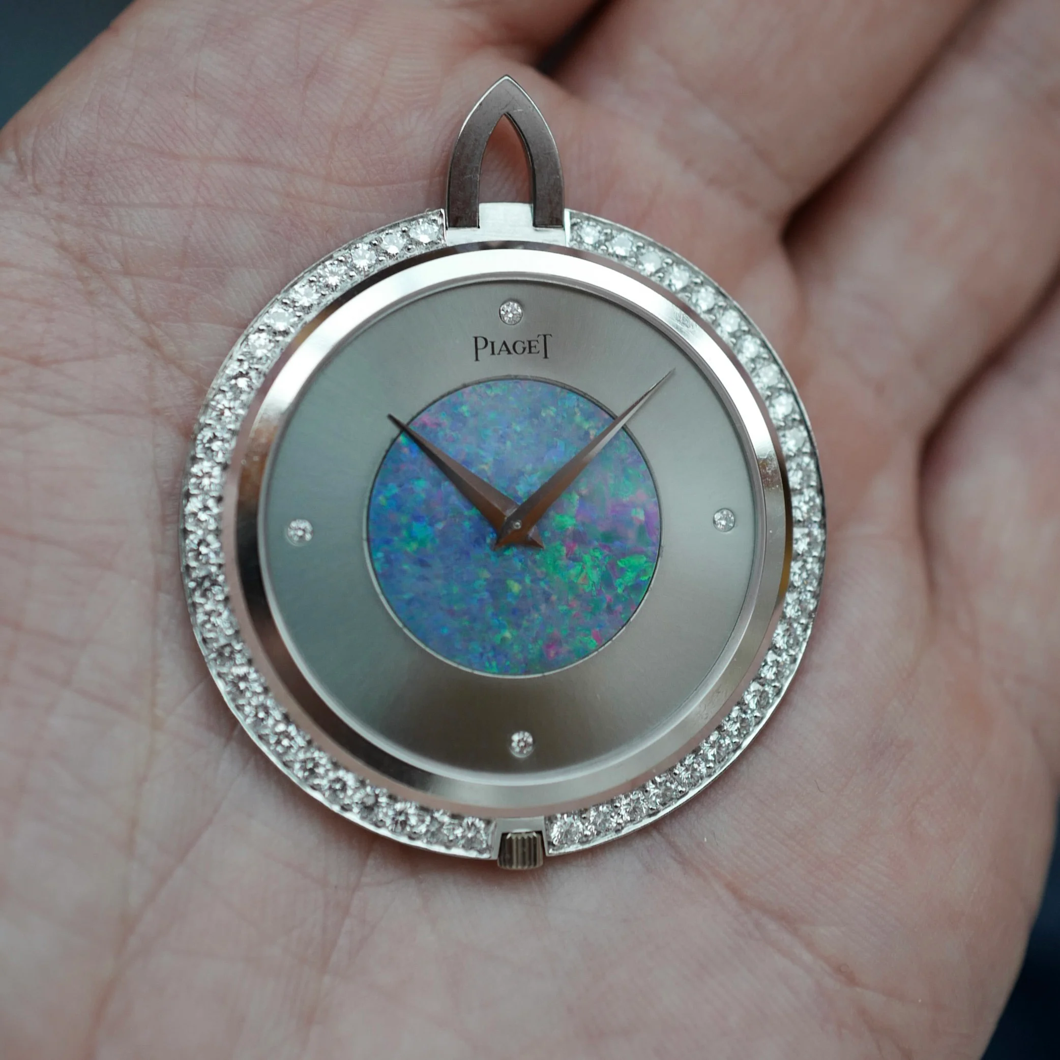 Piaget White Gold and Opal Pendant Watch - Image 6