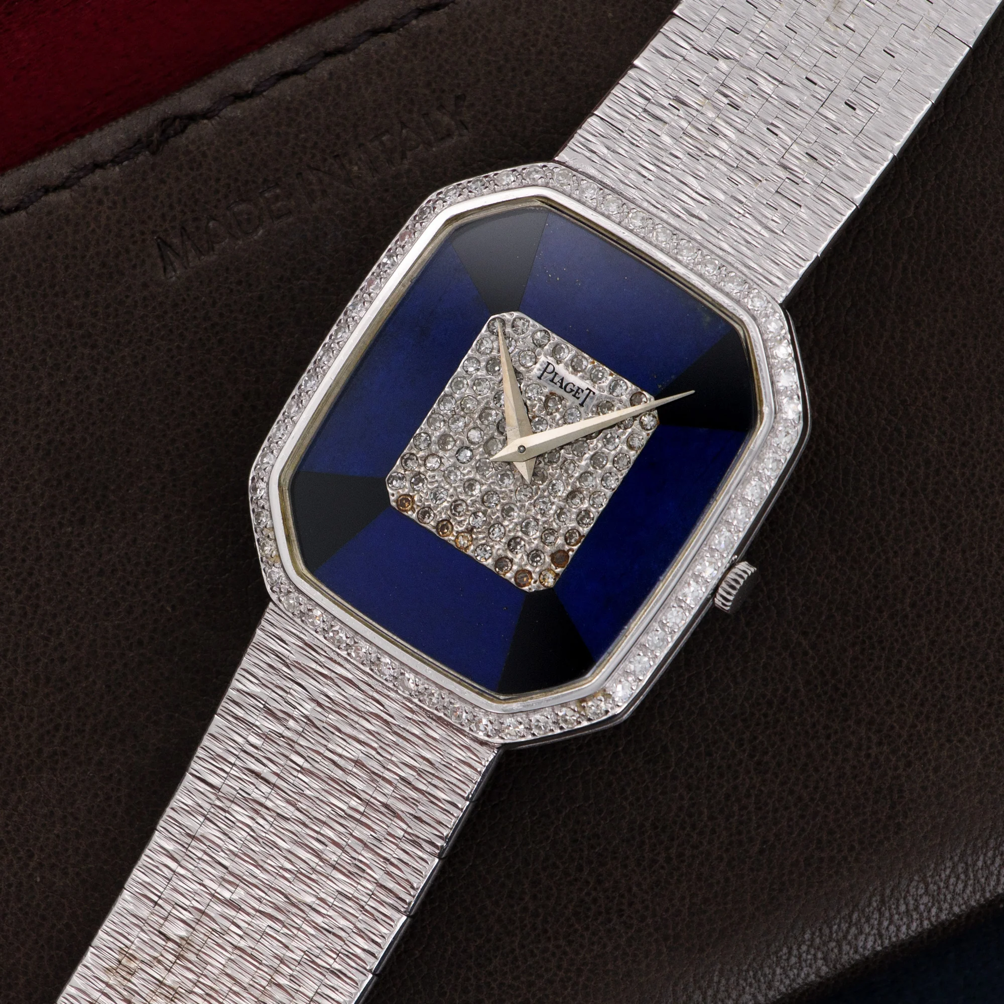 Piaget White Gold Diamond Lapis Onyx Watch - Image 2