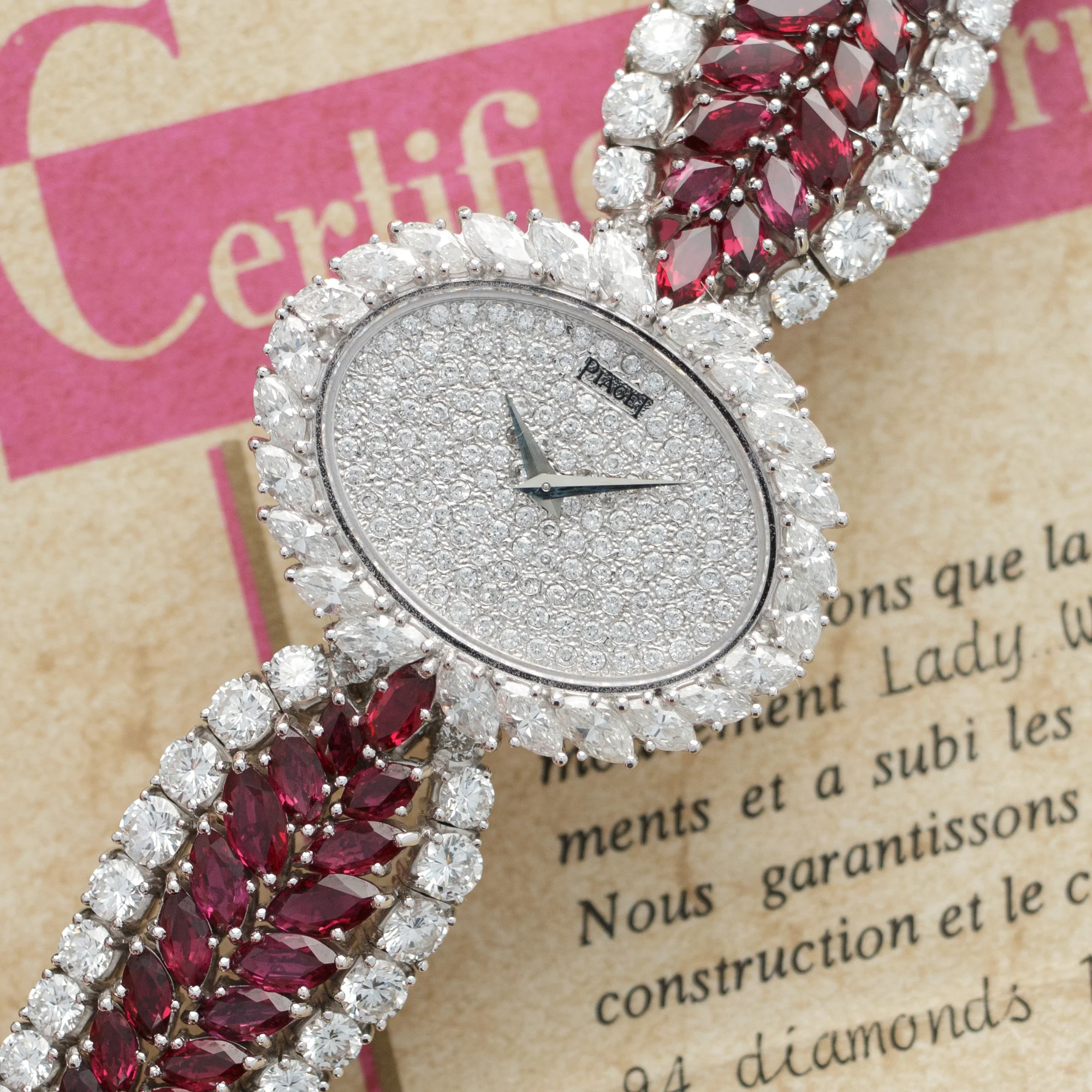 Piaget White Gold Diamond & Ruby Bracelet Watch - Image 2