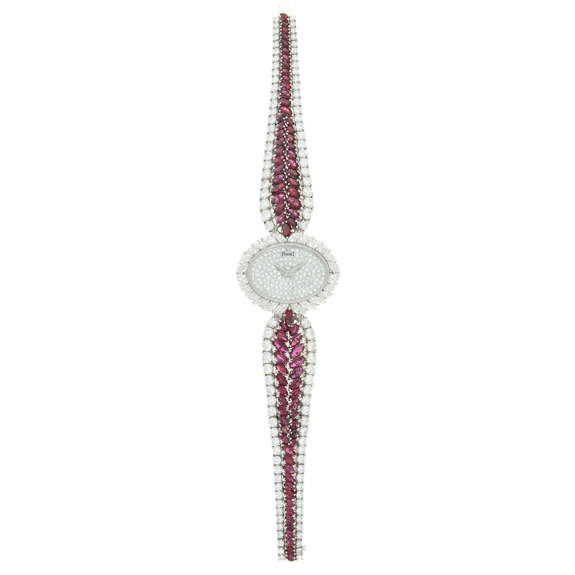 Piaget White Gold Diamond & Ruby Bracelet Watch - Image 3