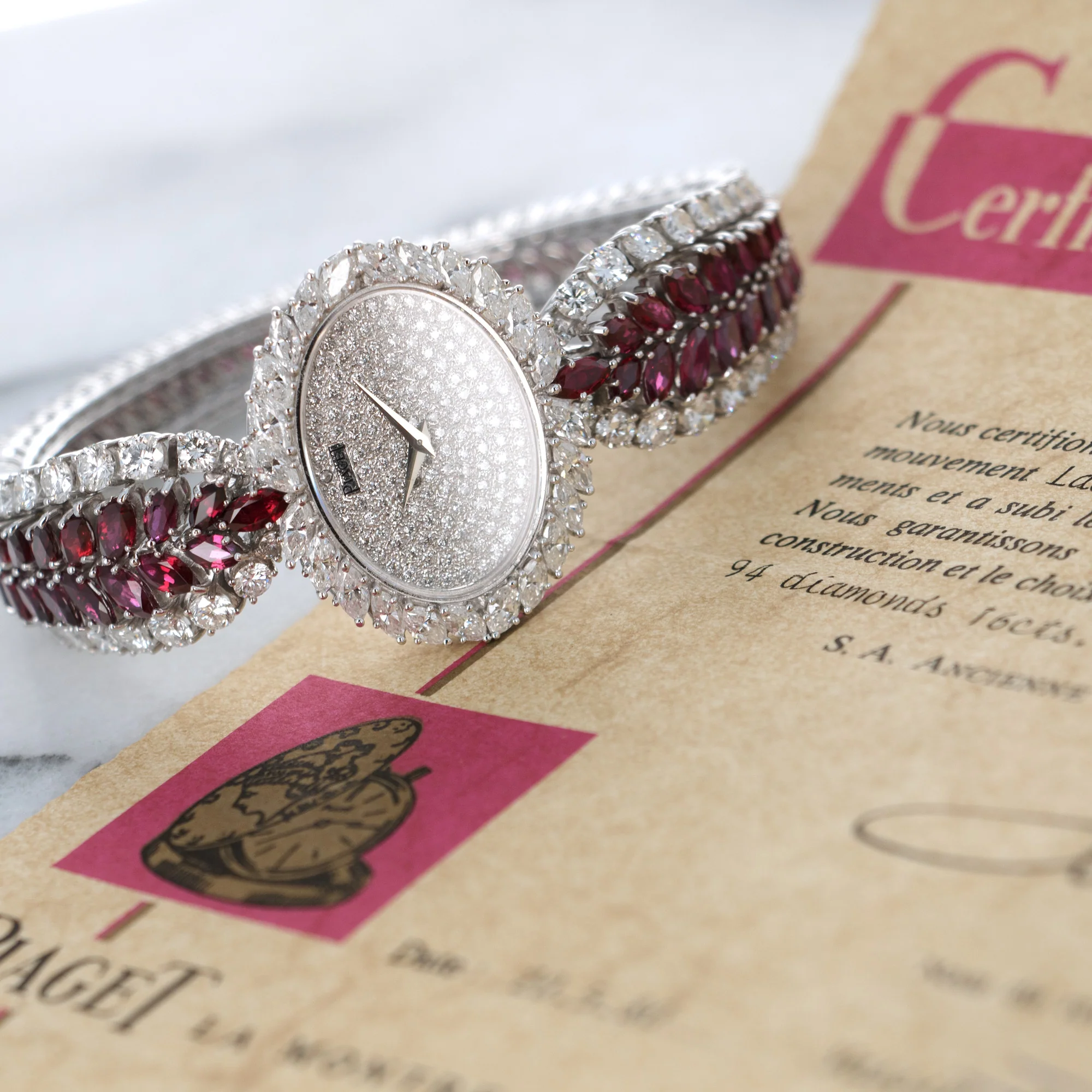 Piaget White Gold Diamond & Ruby Bracelet Watch - Image 5