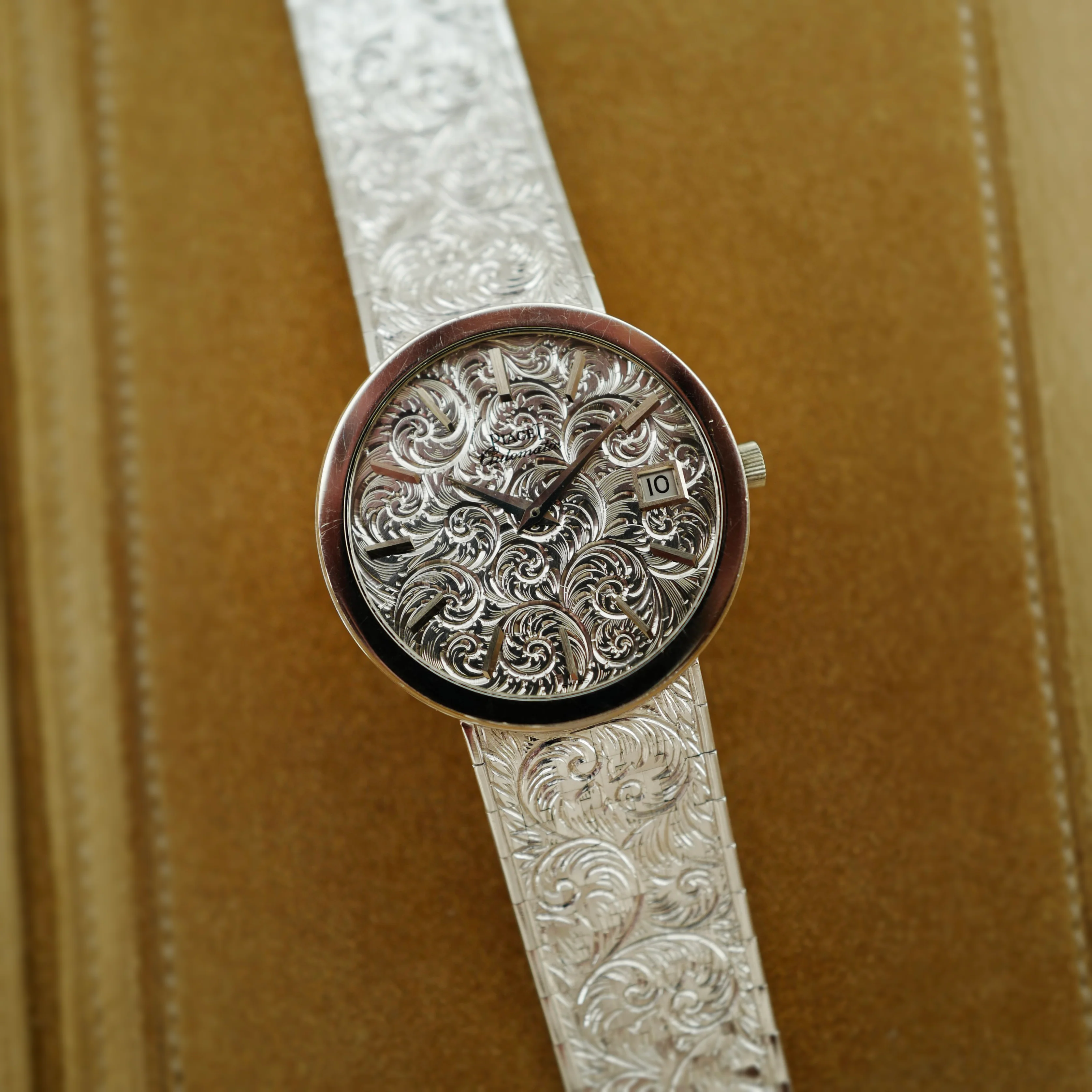 Piaget White Gold Engraved Bracelet Automatic Watch (New Arrival) - Image 5