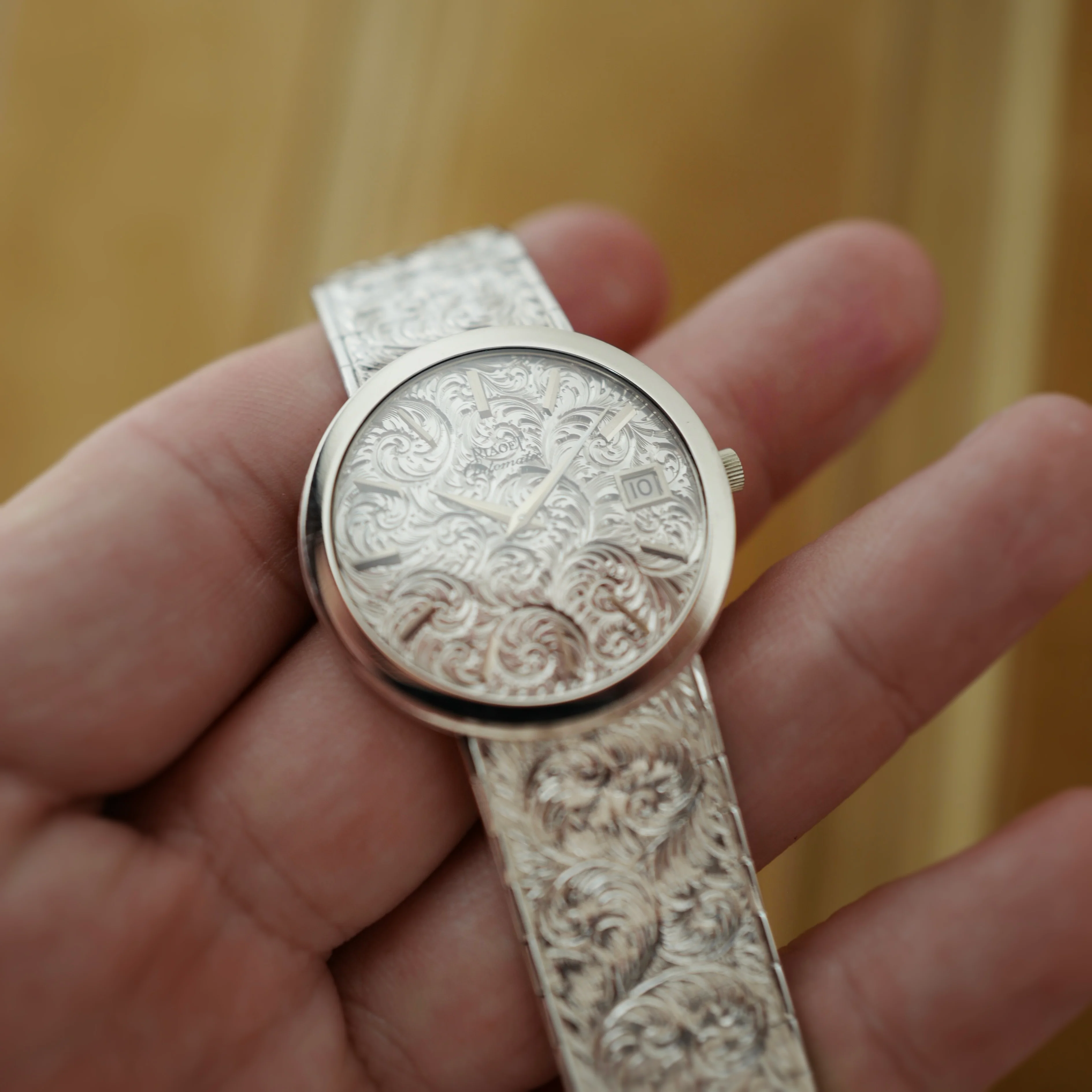 Piaget White Gold Engraved Bracelet Automatic Watch (New Arrival) - Image 6