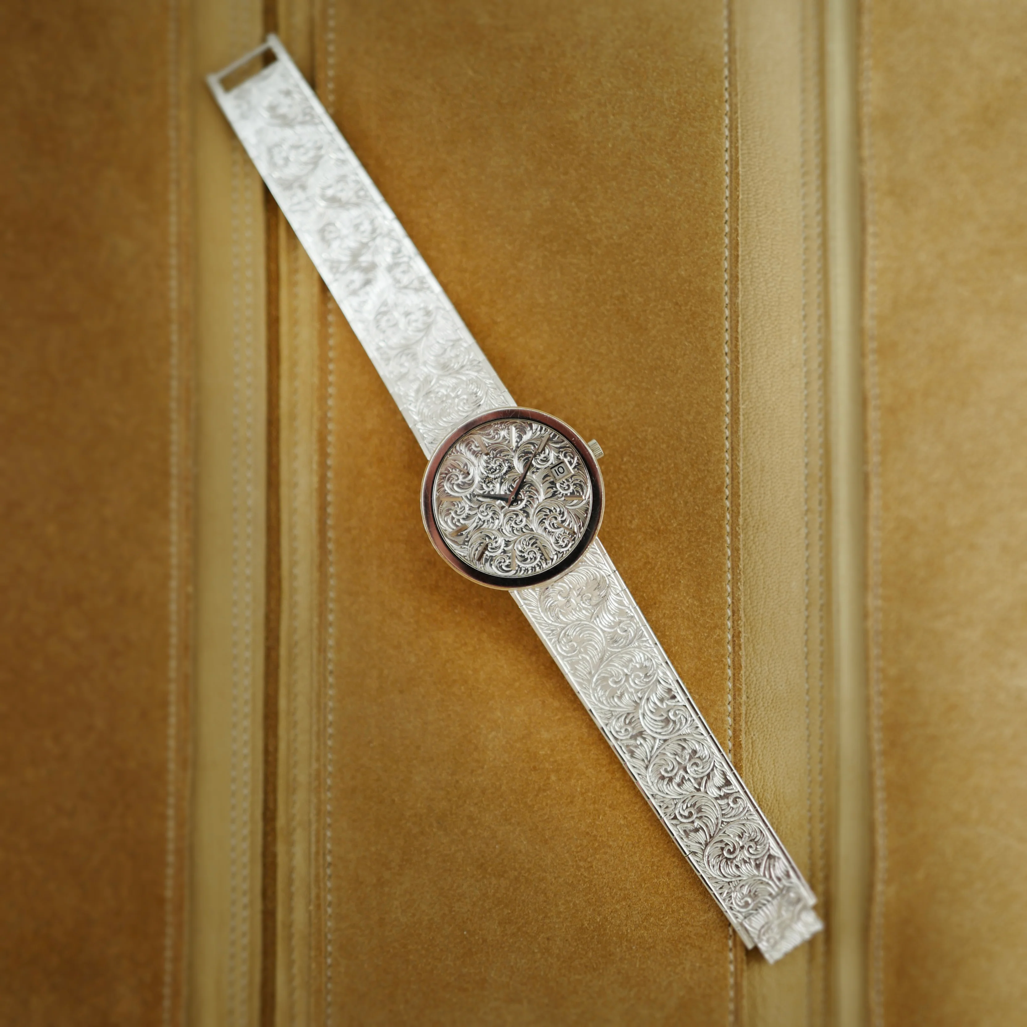 Piaget White Gold Engraved Bracelet Automatic Watch (New Arrival) - Image 7
