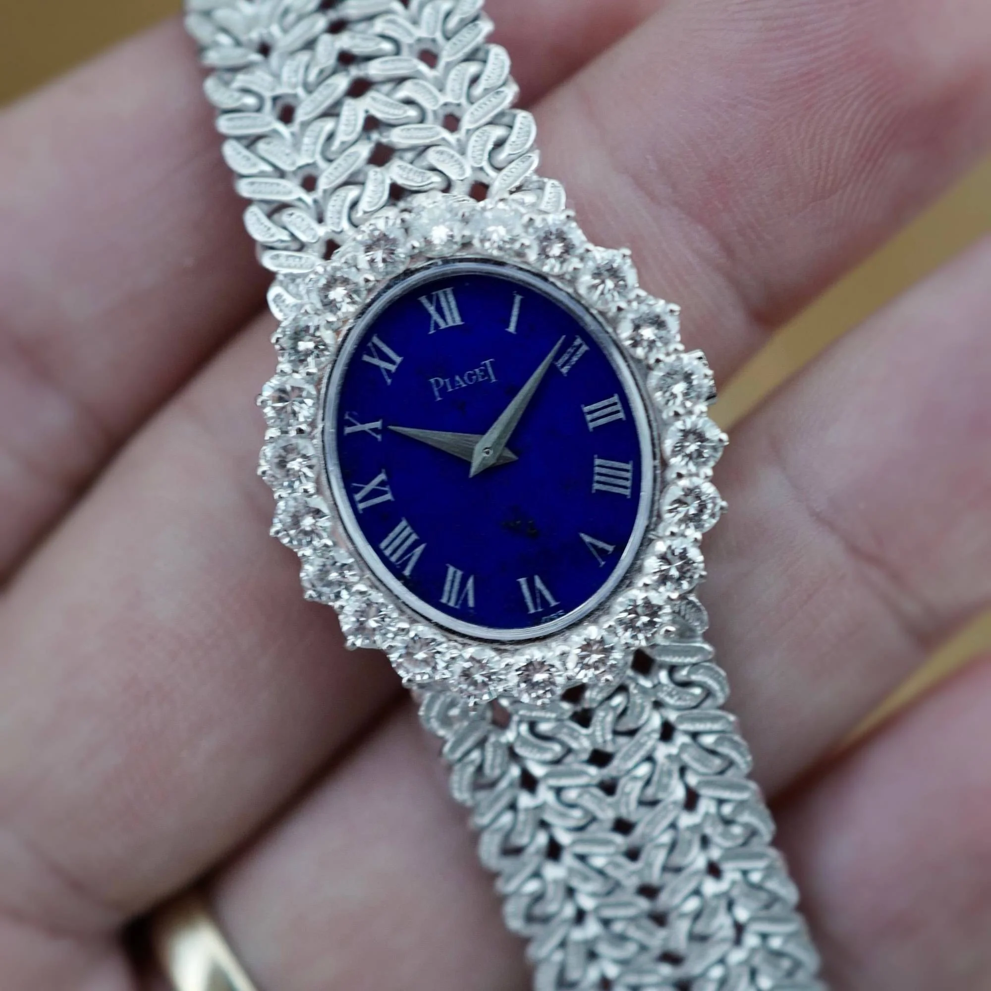Piaget White Gold Ladies Lapis Dial Diamond Bezel Watch Ref. 9338 - Image 4