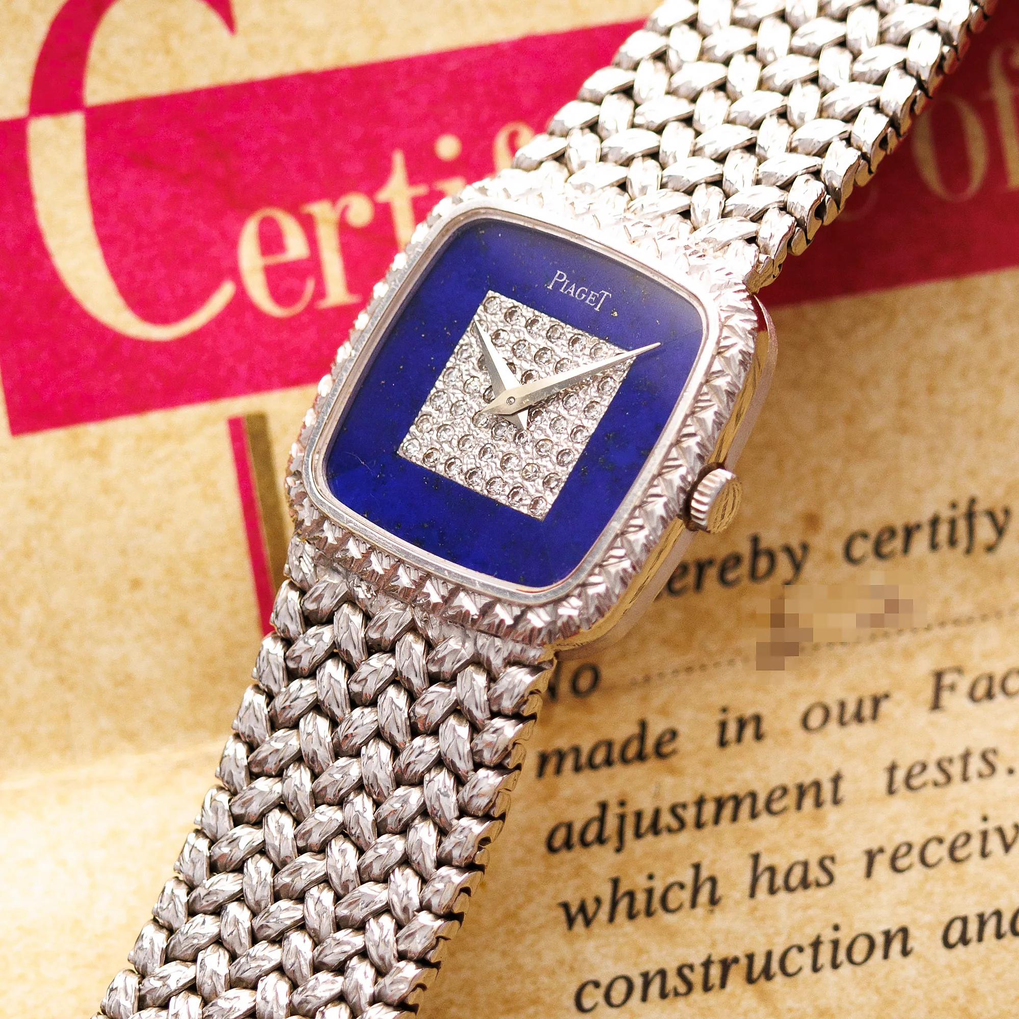 Piaget White Gold Lapis Square Watch Ref. 9902 with Original Box and Papers - Image 2