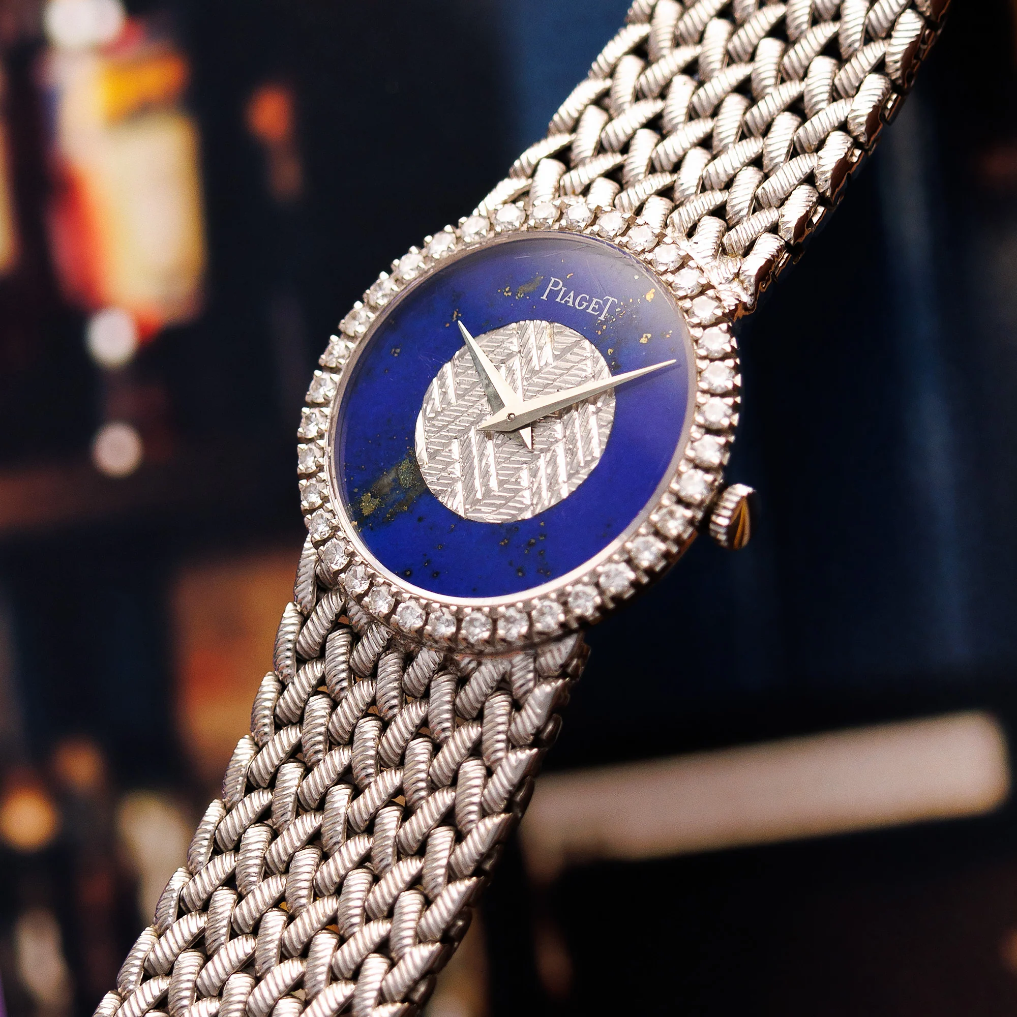 Piaget White Gold Lapis Watch Diamond Ref. 9706 - Image 2