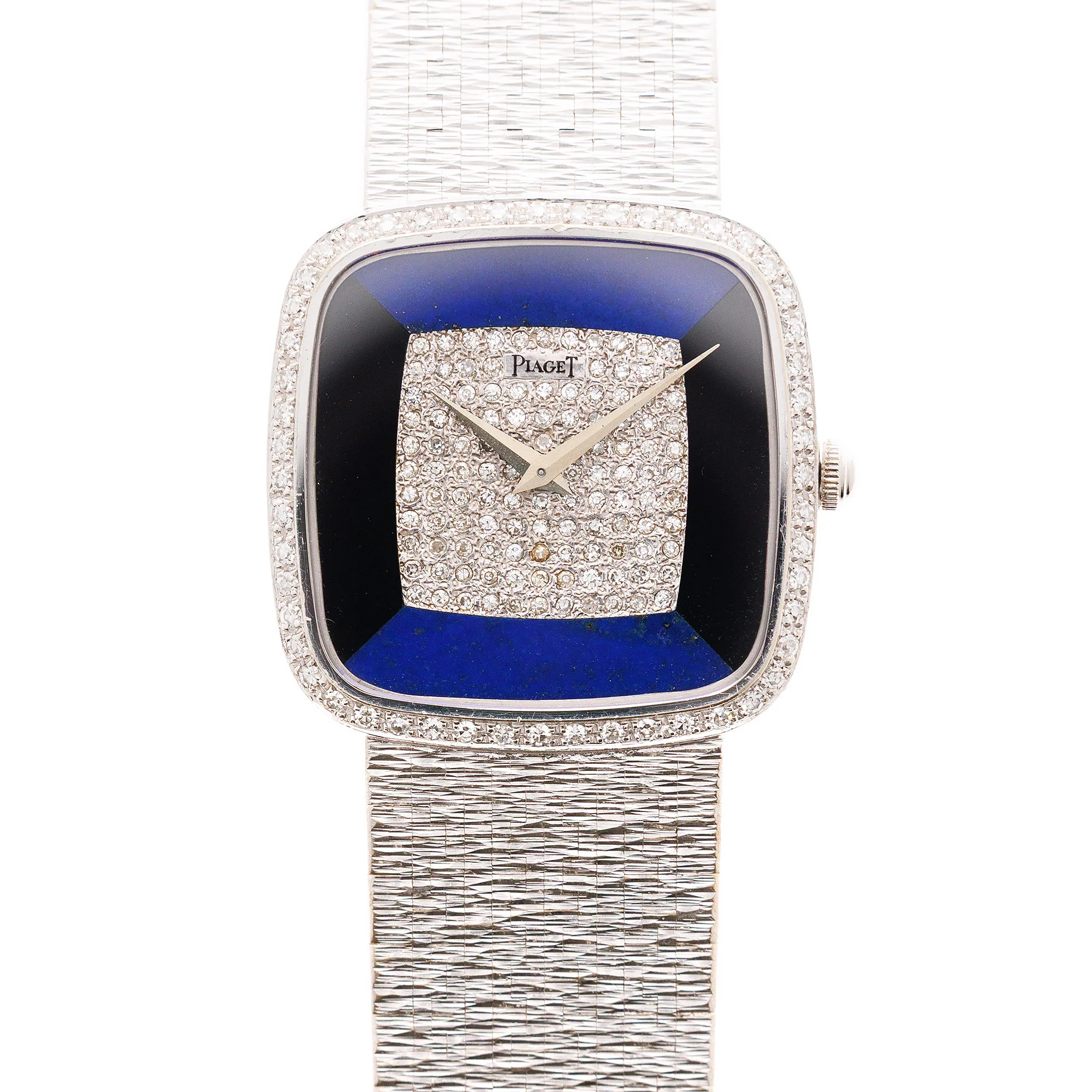 Piaget White Gold Mechanical Watch Ref. 9775A6 with Lapis, Diamond and Onyx Dial
