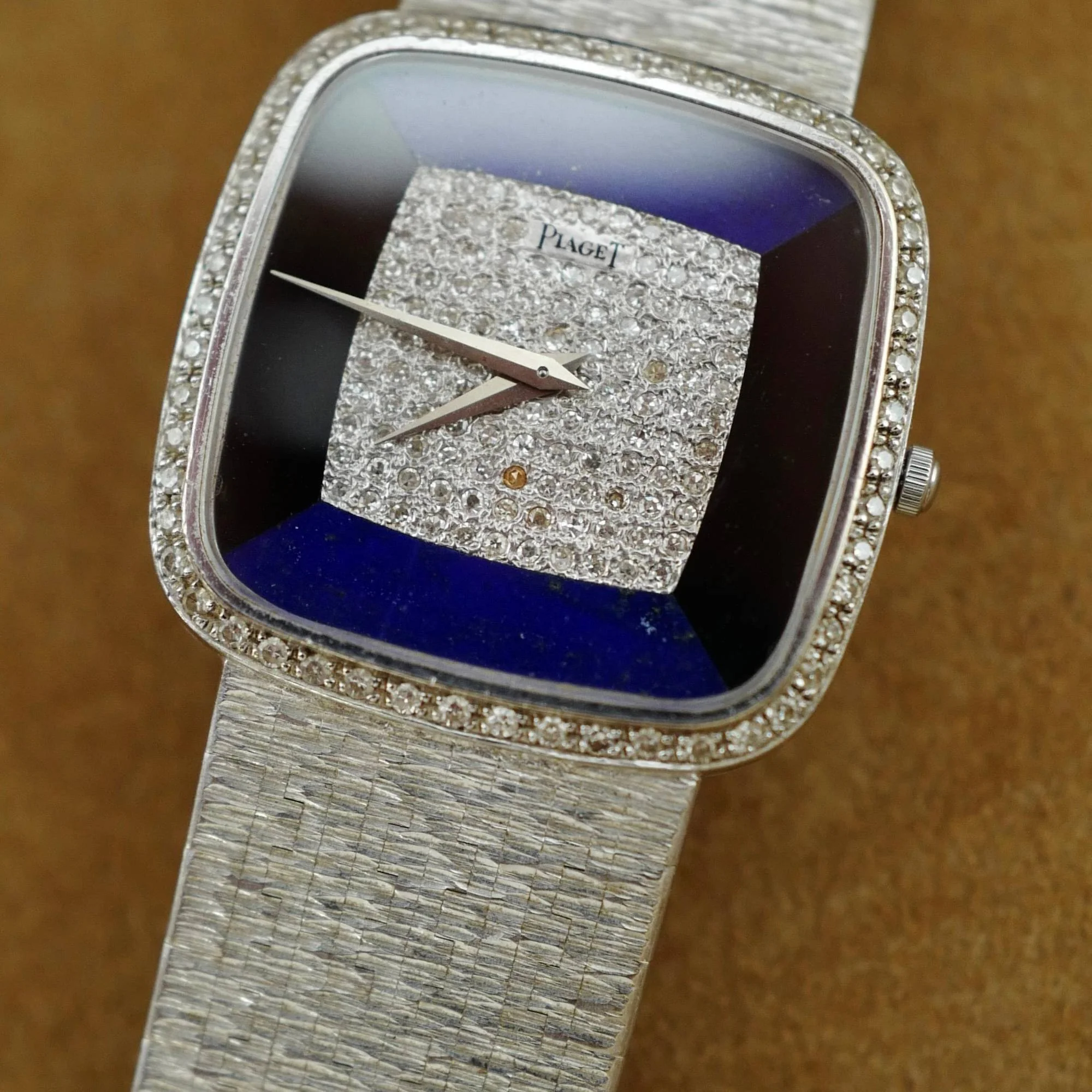 Piaget White Gold Mechanical Watch Ref. 9775A6 with Lapis, Diamond and Onyx Dial - Image 5