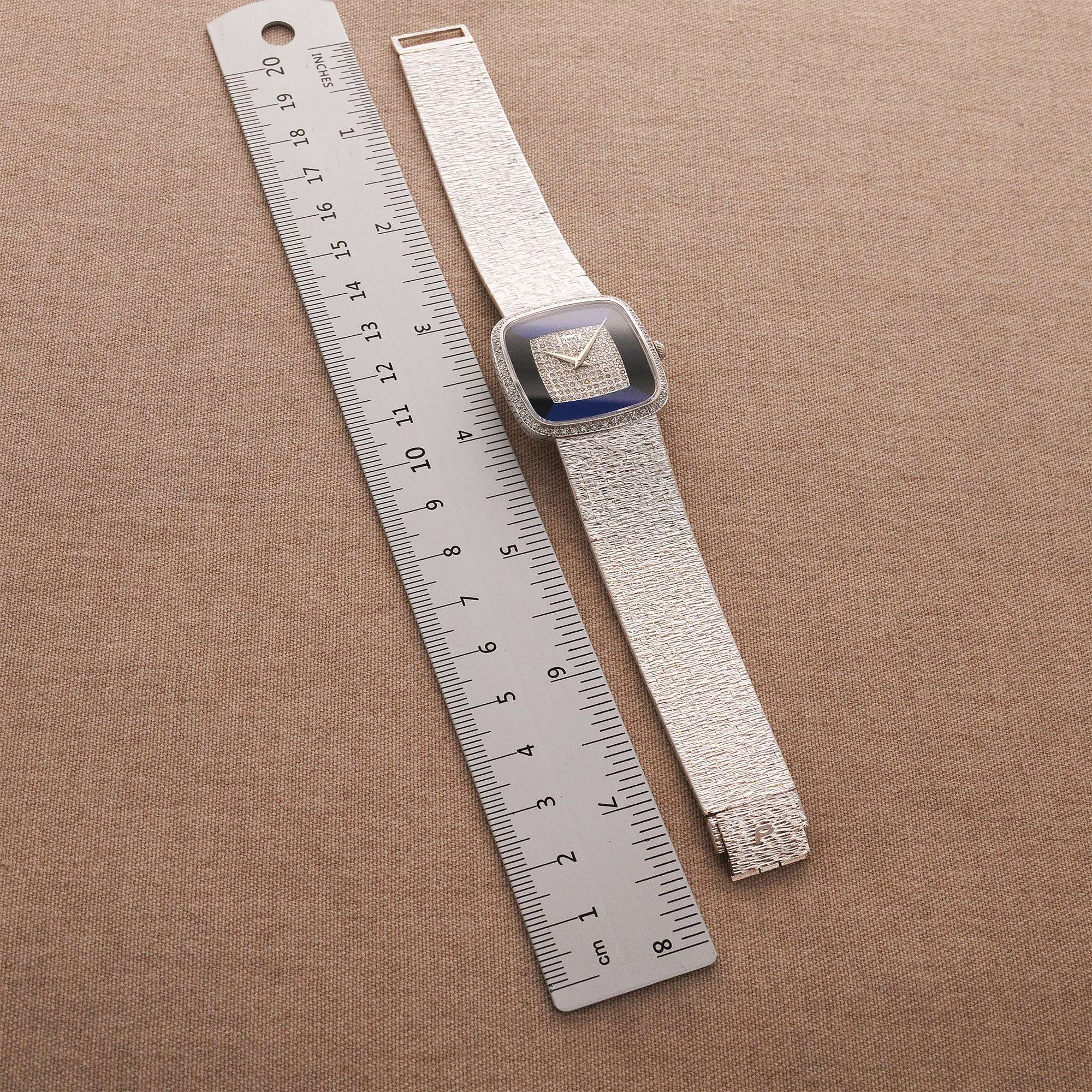 Piaget White Gold Mechanical Watch Ref. 9775A6 with Lapis, Diamond and Onyx Dial - Image 7