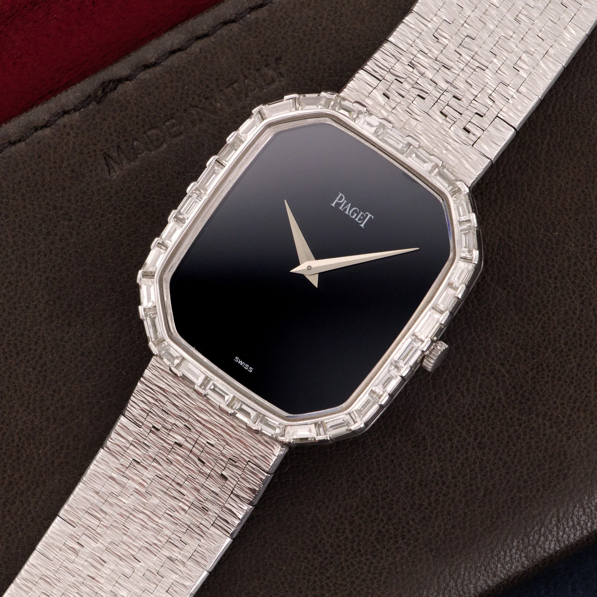 Piaget White Gold Onyx & Baguette Diamond Watch - Image 2
