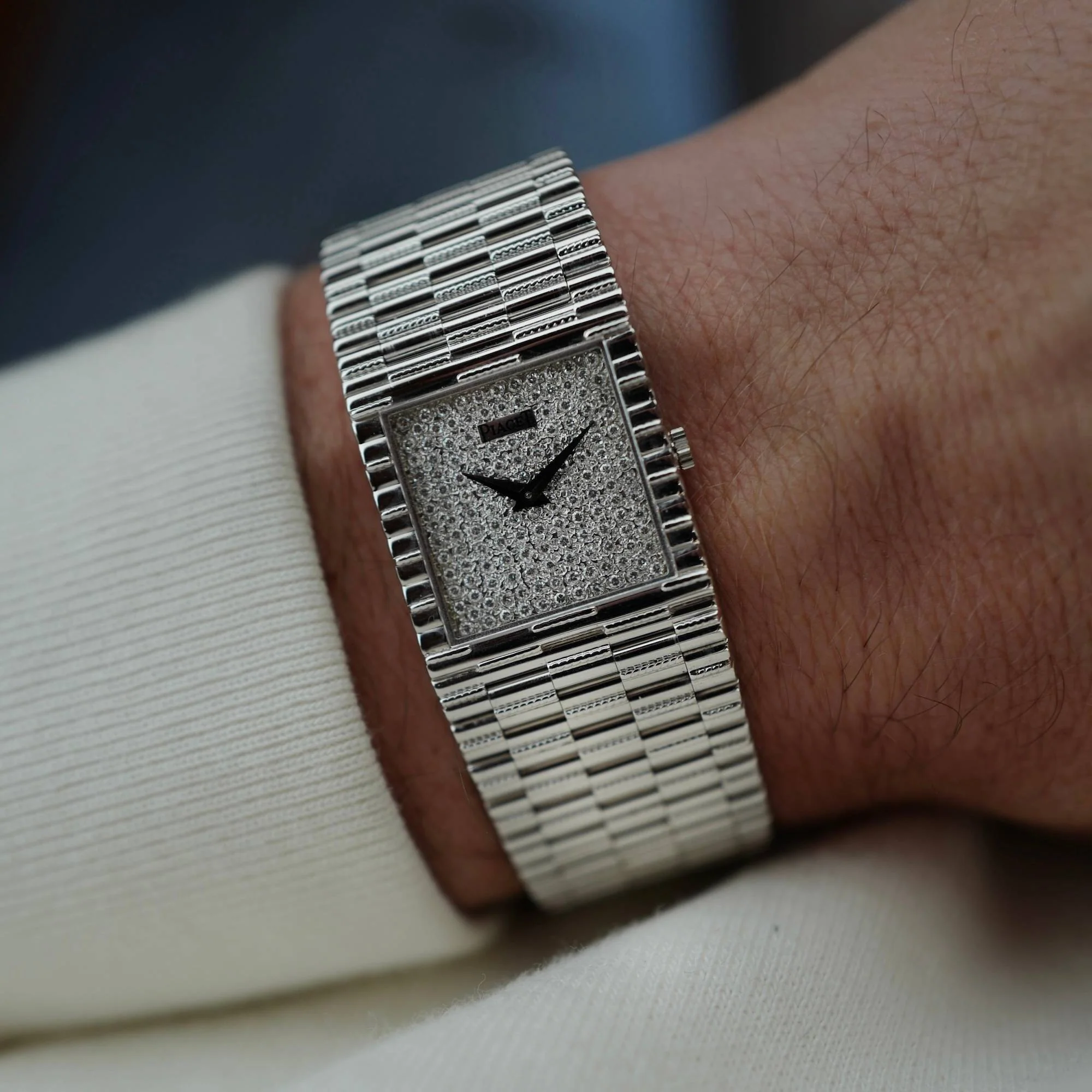 Piaget White Gold Tradition Watch Ref. 9131 with Pave Dial - Image 3