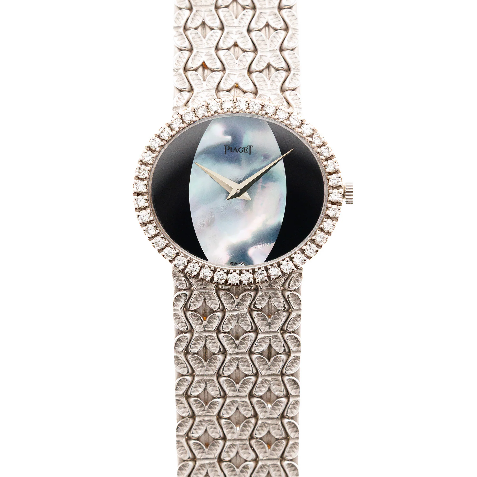 Piaget White Gold Watch Ref. 9806 with Onyx & Mother of Pearl