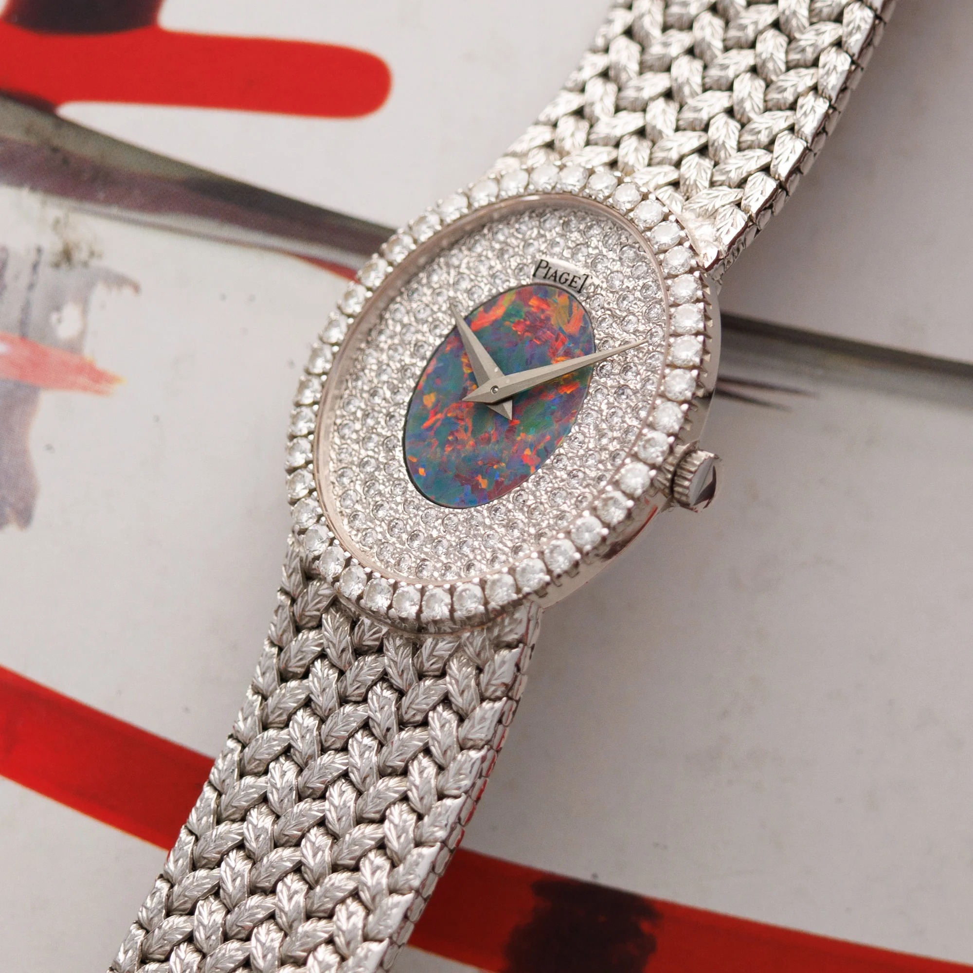 Piaget White Gold Watch with Diamond and Opal Dial Ref. 9826 - Image 2