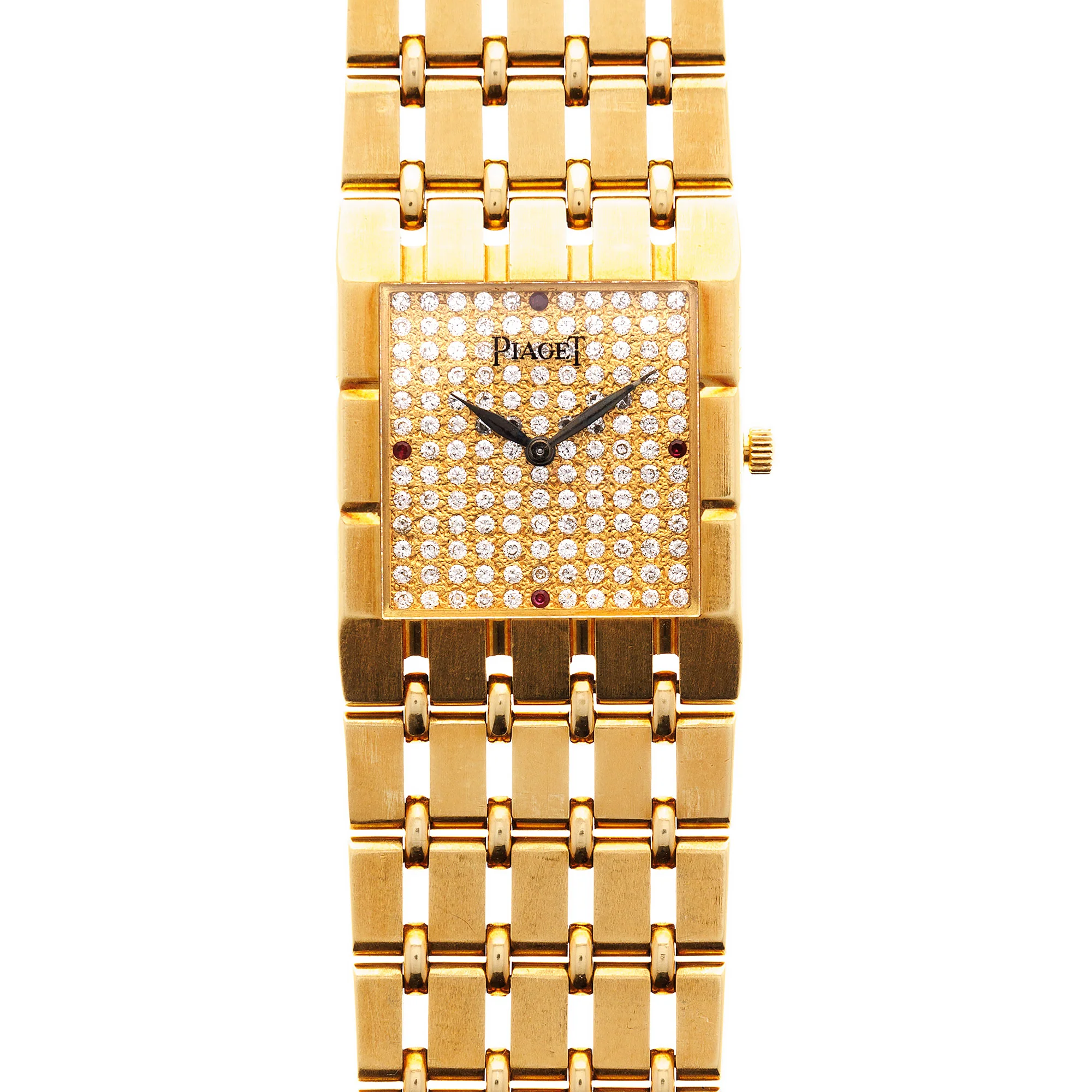 Piaget Yellow Gold Dancer Watch Ref. 9131 with Pave with Ruby Markers