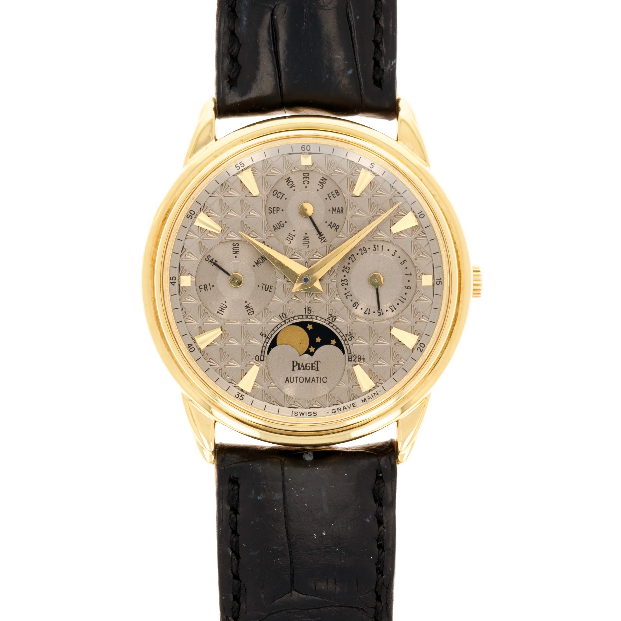 Piaget Yellow Gold Gouverneur Triple Calendar Ref. 15958 with Rare Textured Dial
