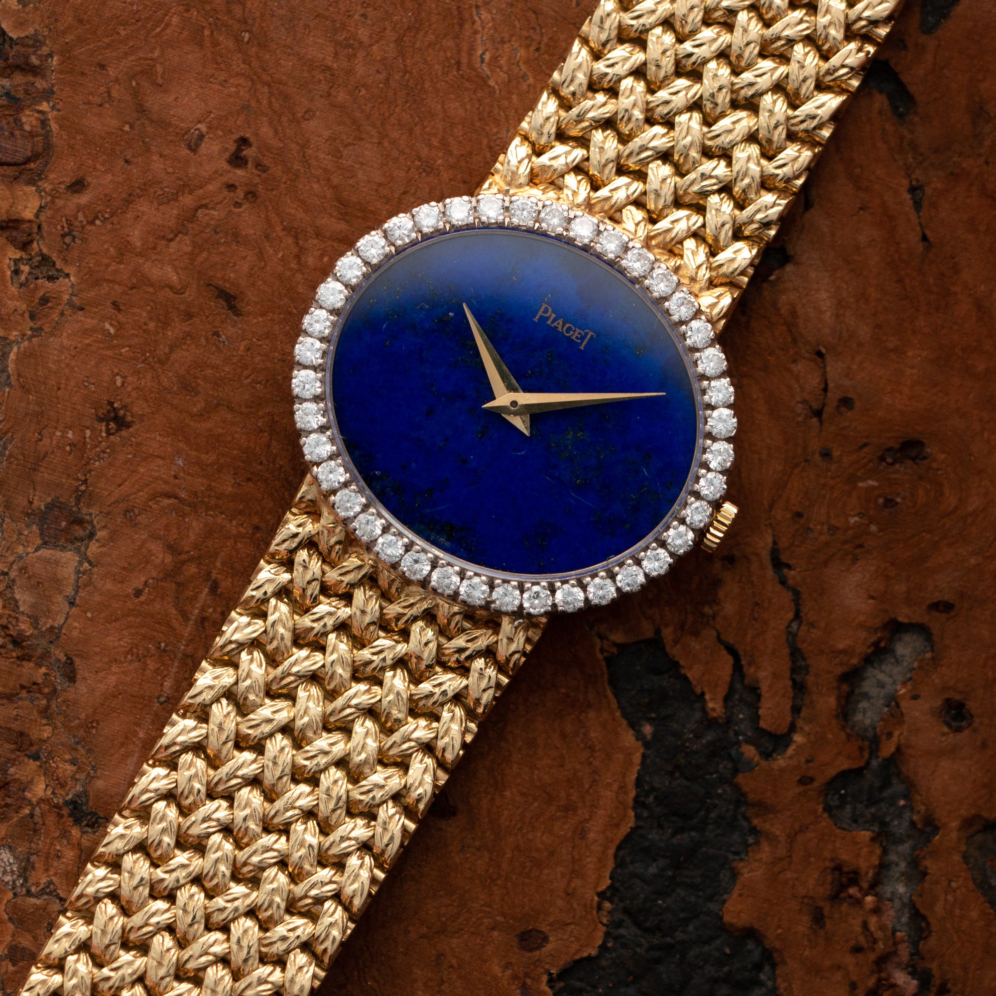 Piaget Yellow Gold Lapis Diamond Watch, 1970s - Image 2