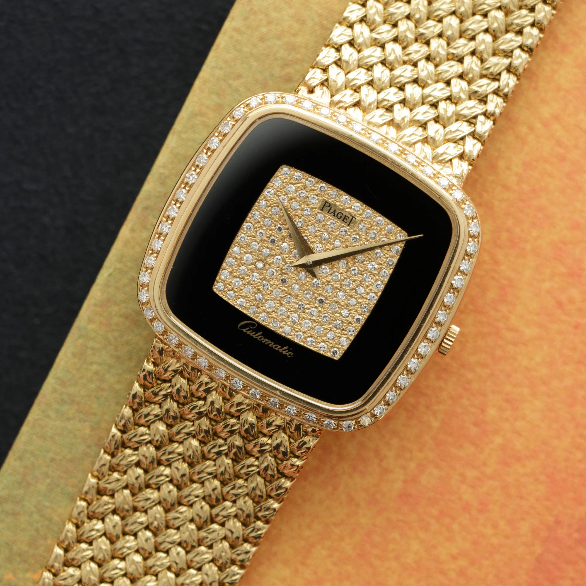 Piaget Yellow Gold Onyx Diamond Watch, 1970s - Image 2