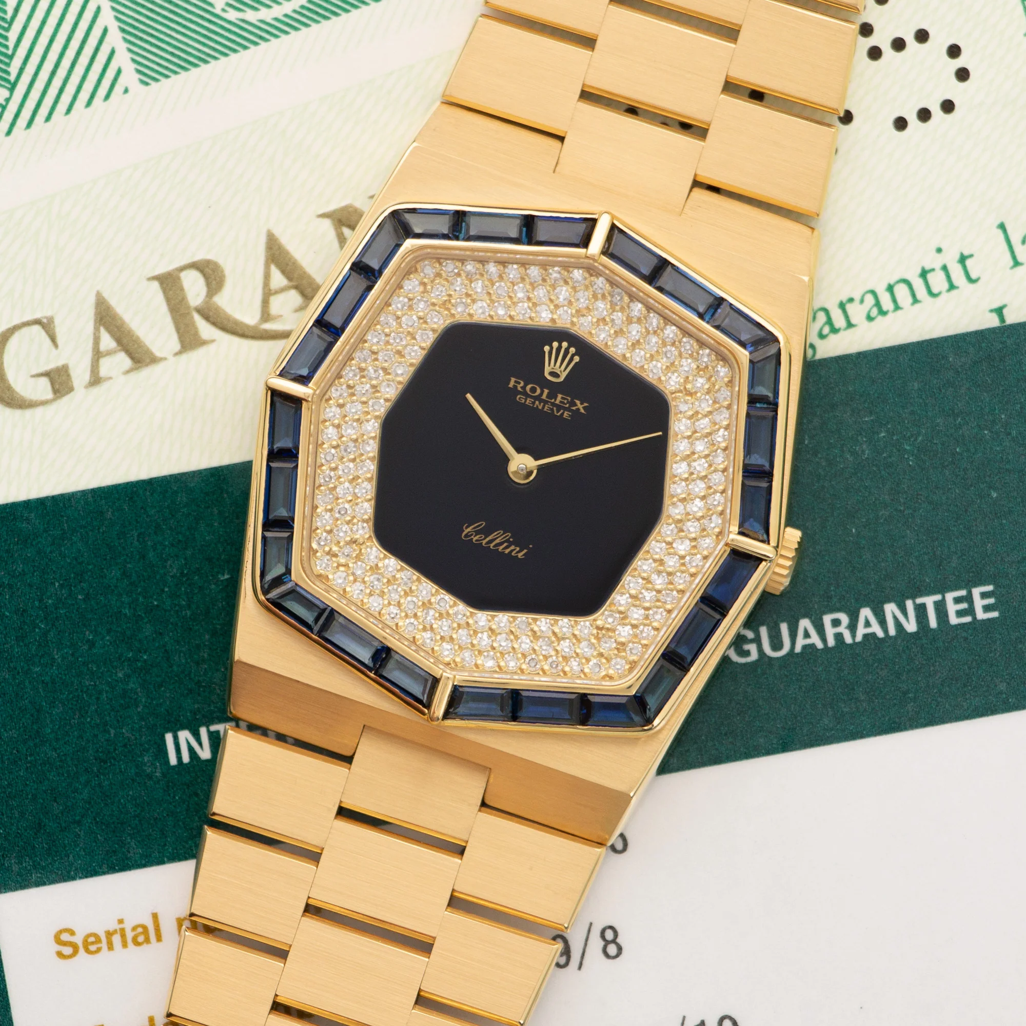Rolex Cellini Yellow Gold with Sapphire Bezen and Diamond Dial Ref. 5019/8 - Image 2