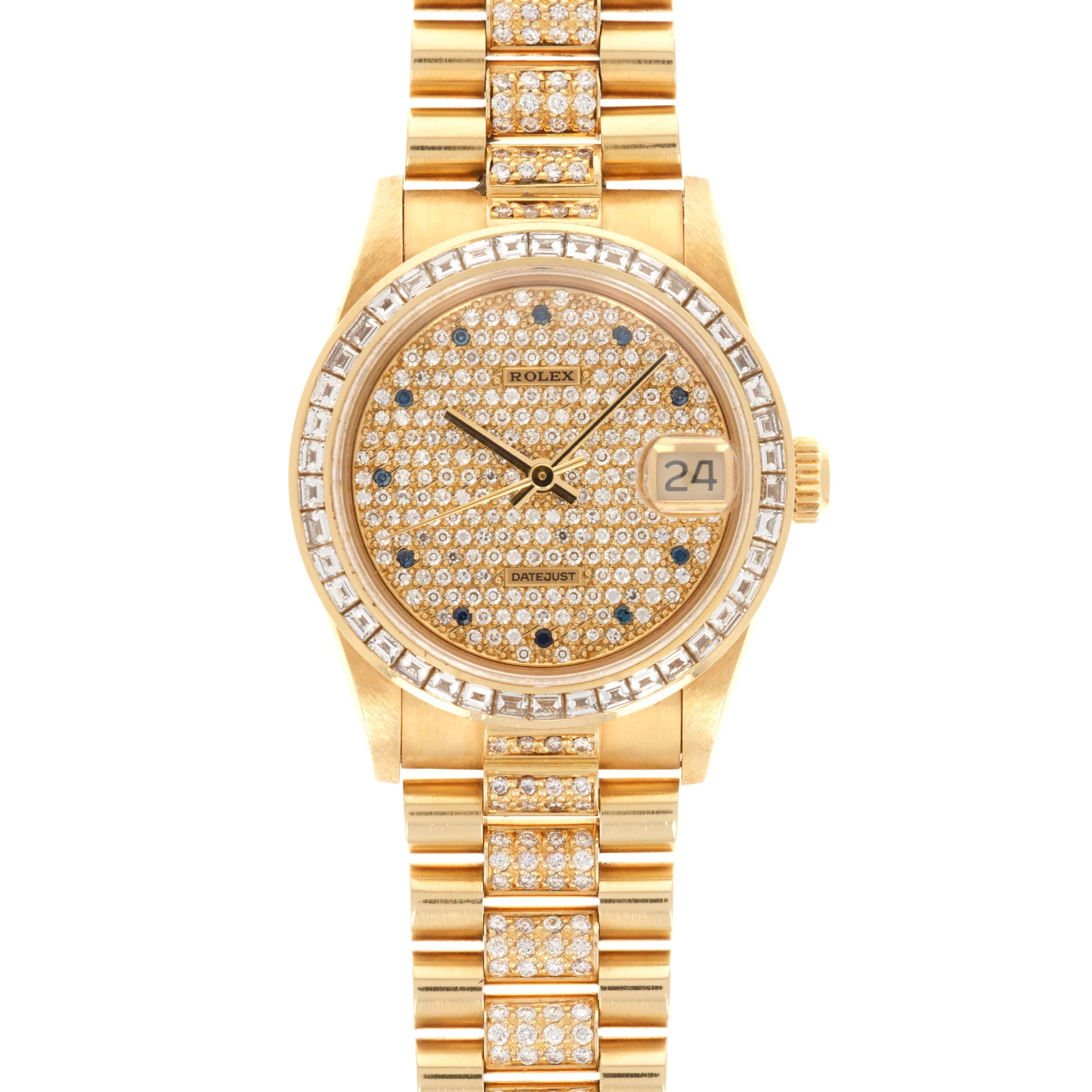 Rolex Datejust Ref. 68058 with Pave Diamond and Sapphire Dial
