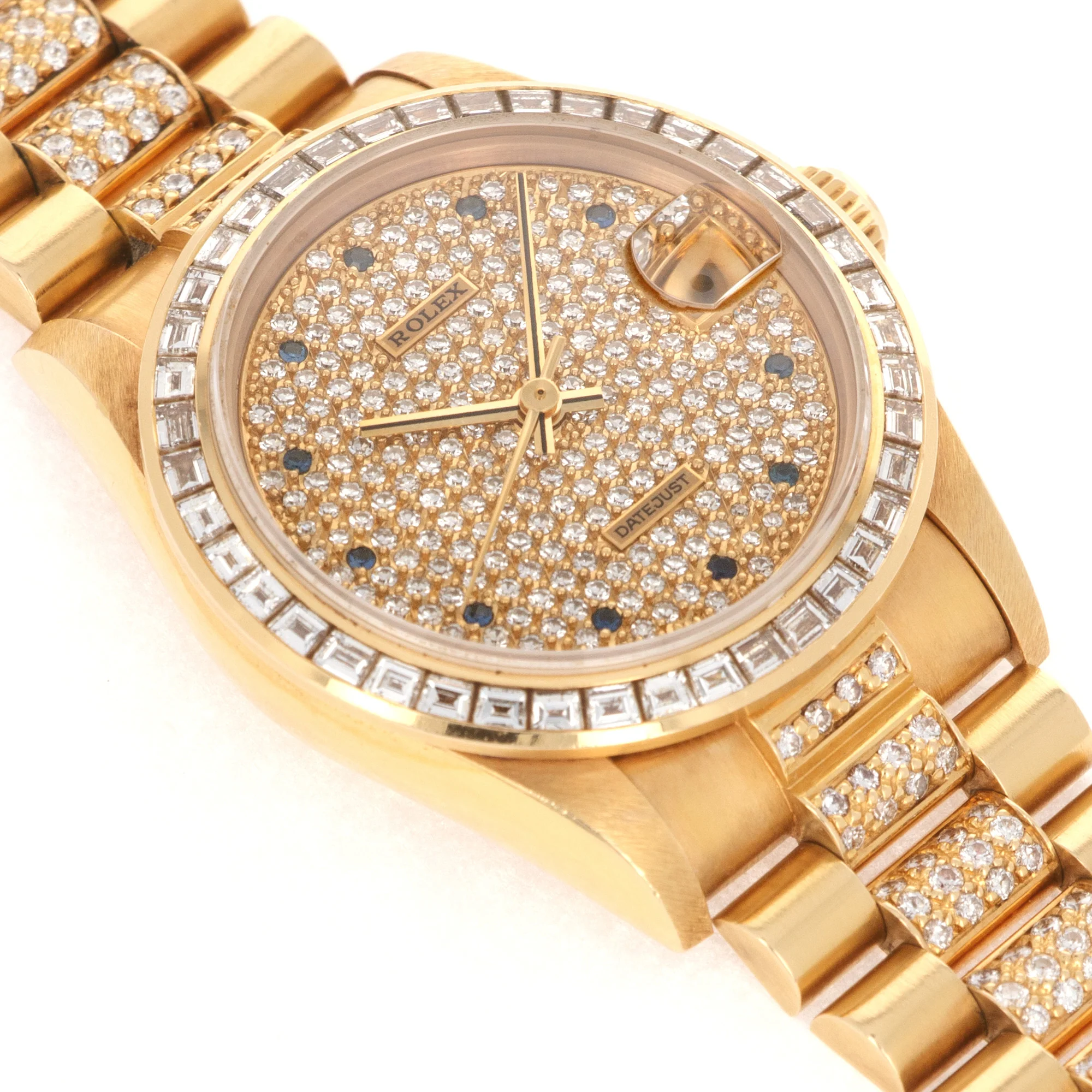 Rolex Datejust Ref. 68058 with Pave Diamond and Sapphire Dial - Image 3