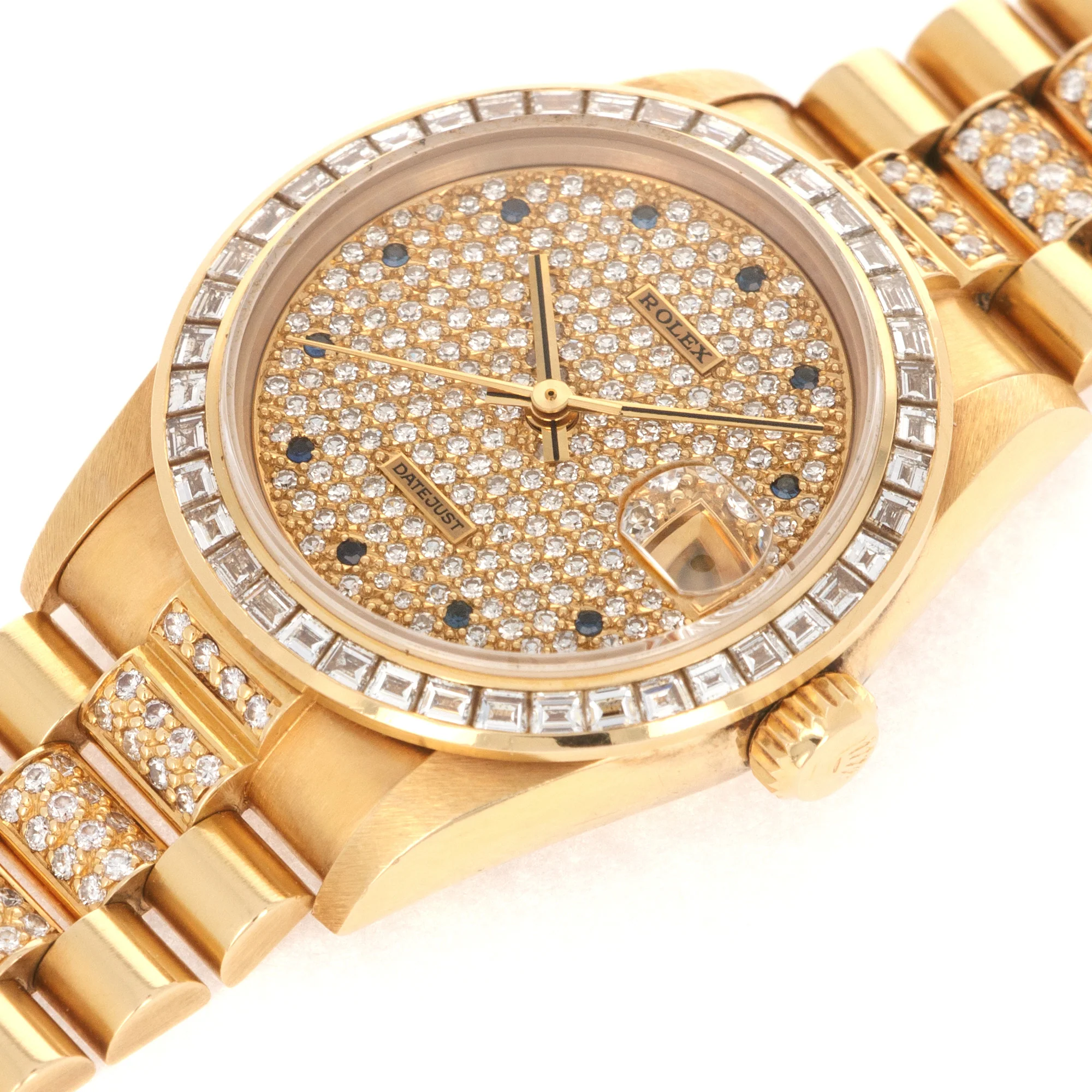 Rolex Datejust Ref. 68058 with Pave Diamond and Sapphire Dial - Image 4