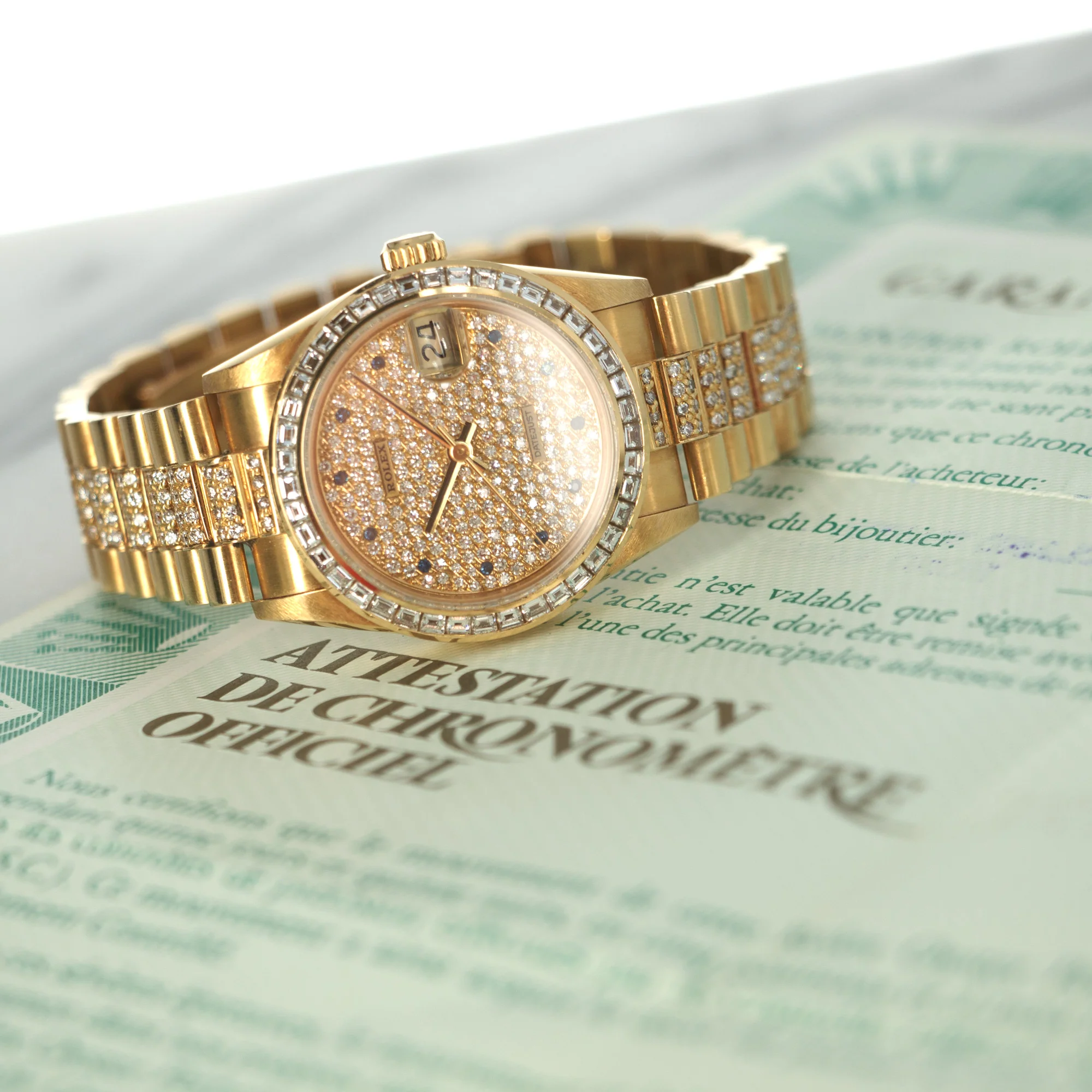 Rolex Datejust Ref. 68058 with Pave Diamond and Sapphire Dial - Image 9