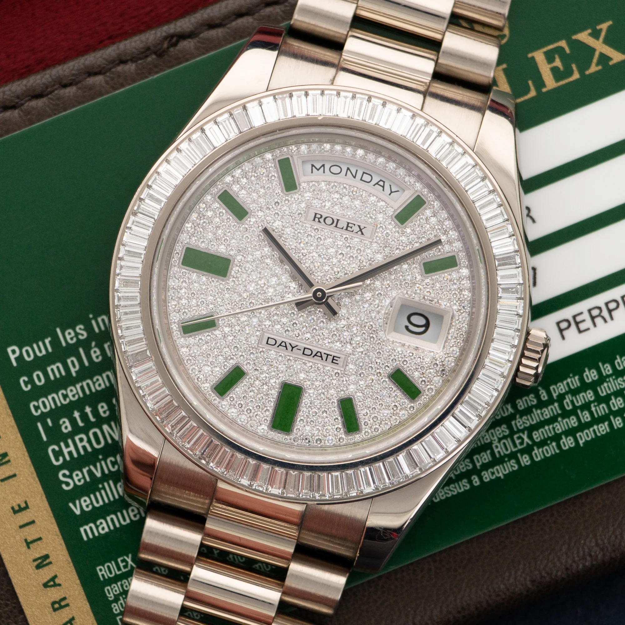 Rolex Day-Date White Gold with Baguette Bezel and Pave Dial Ref. 218399BR - Image 2
