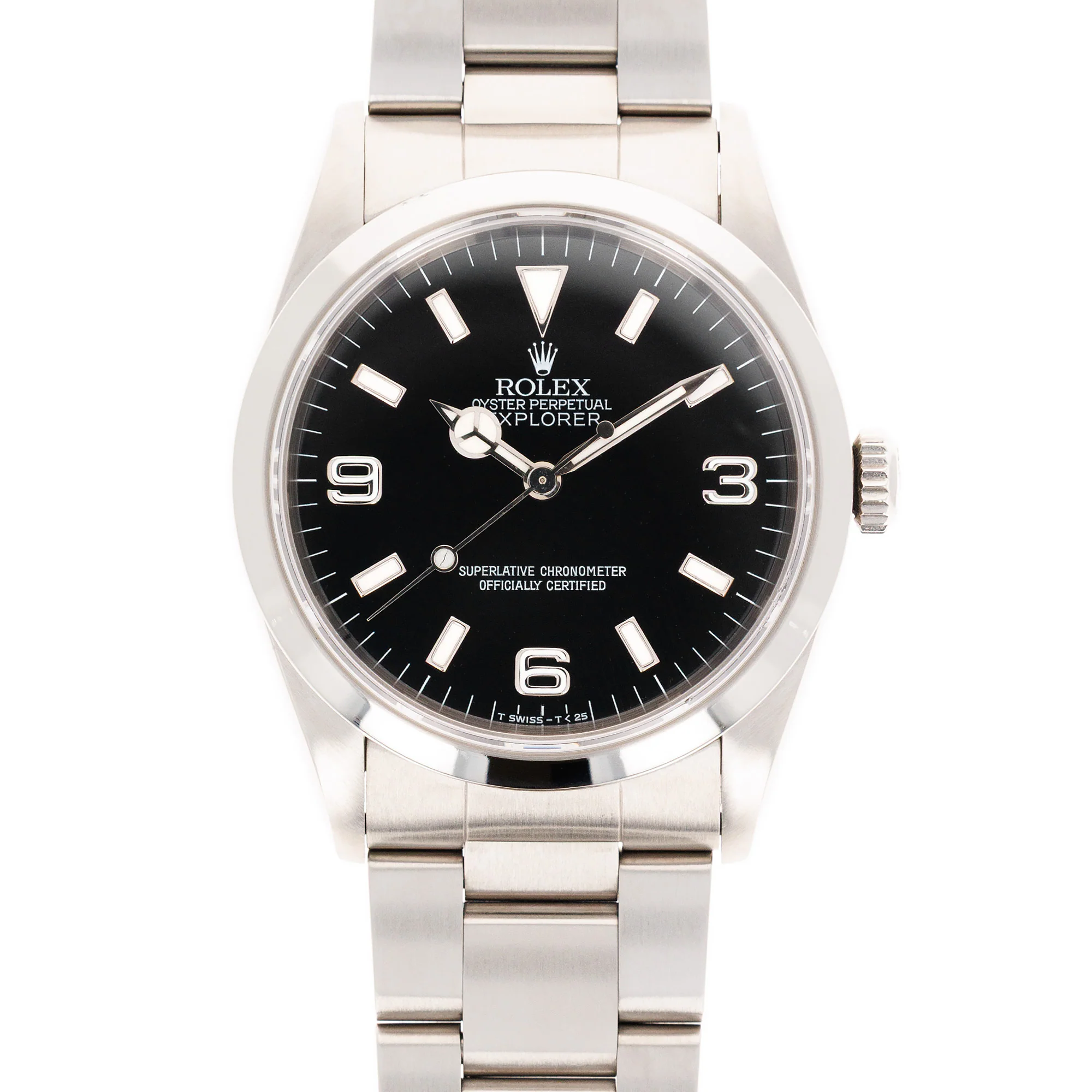 Rolex Steel Explorer Watch Ref. 14270 with Tritium Dial and Original Papers