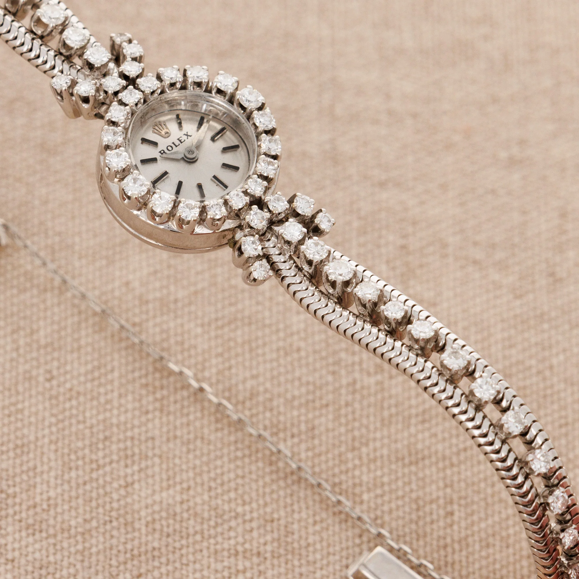 Rolex Ladies Vintage White Gold Diamond Watch - Image 4
