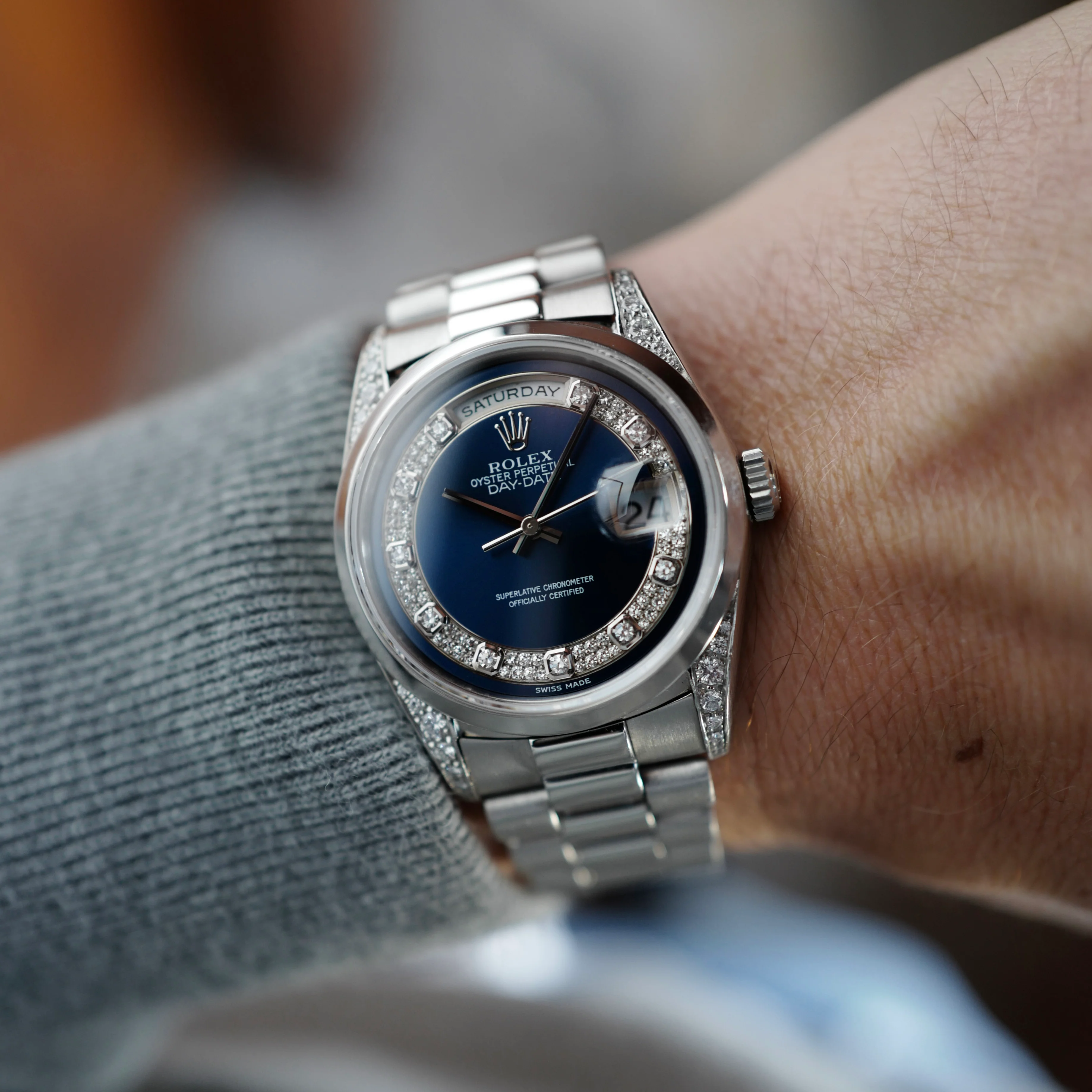 Rolex Platinum and Diamond Day-Date Ref. 18296 with Original Warranty - Image 6