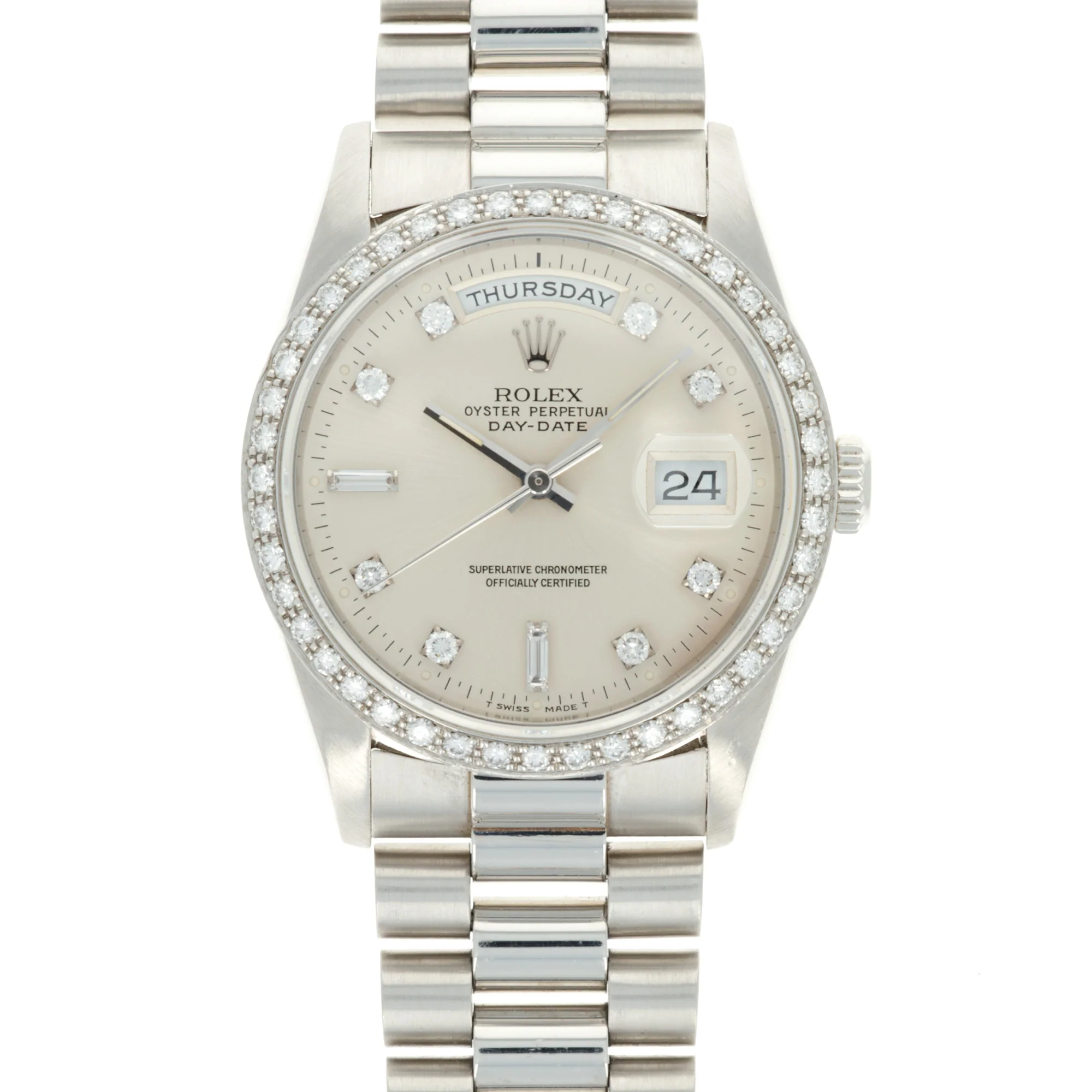 Rolex Platinum and Diamond Day-Date Ref. 18346