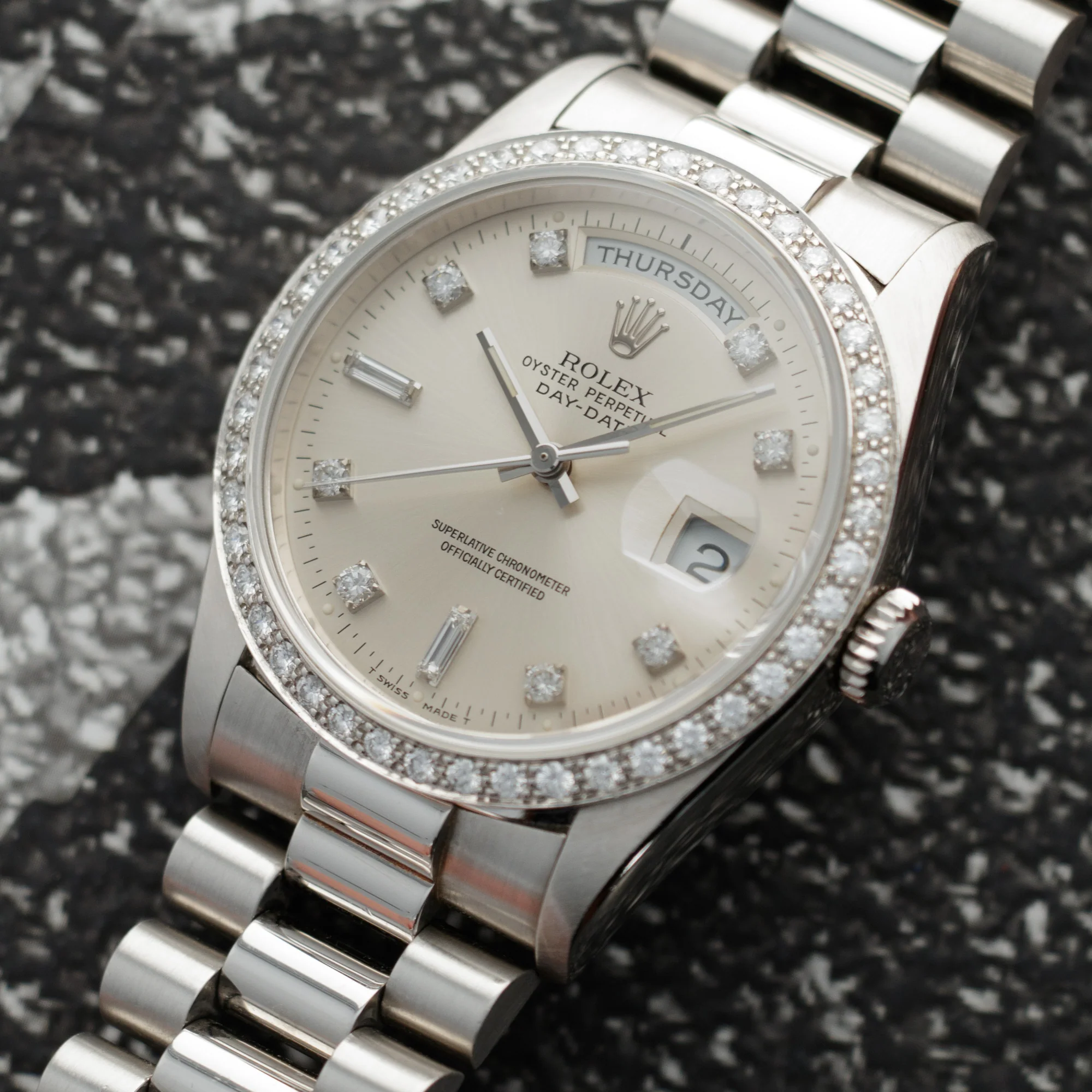 Rolex Platinum and Diamond Day-Date Ref. 18346 - Image 2