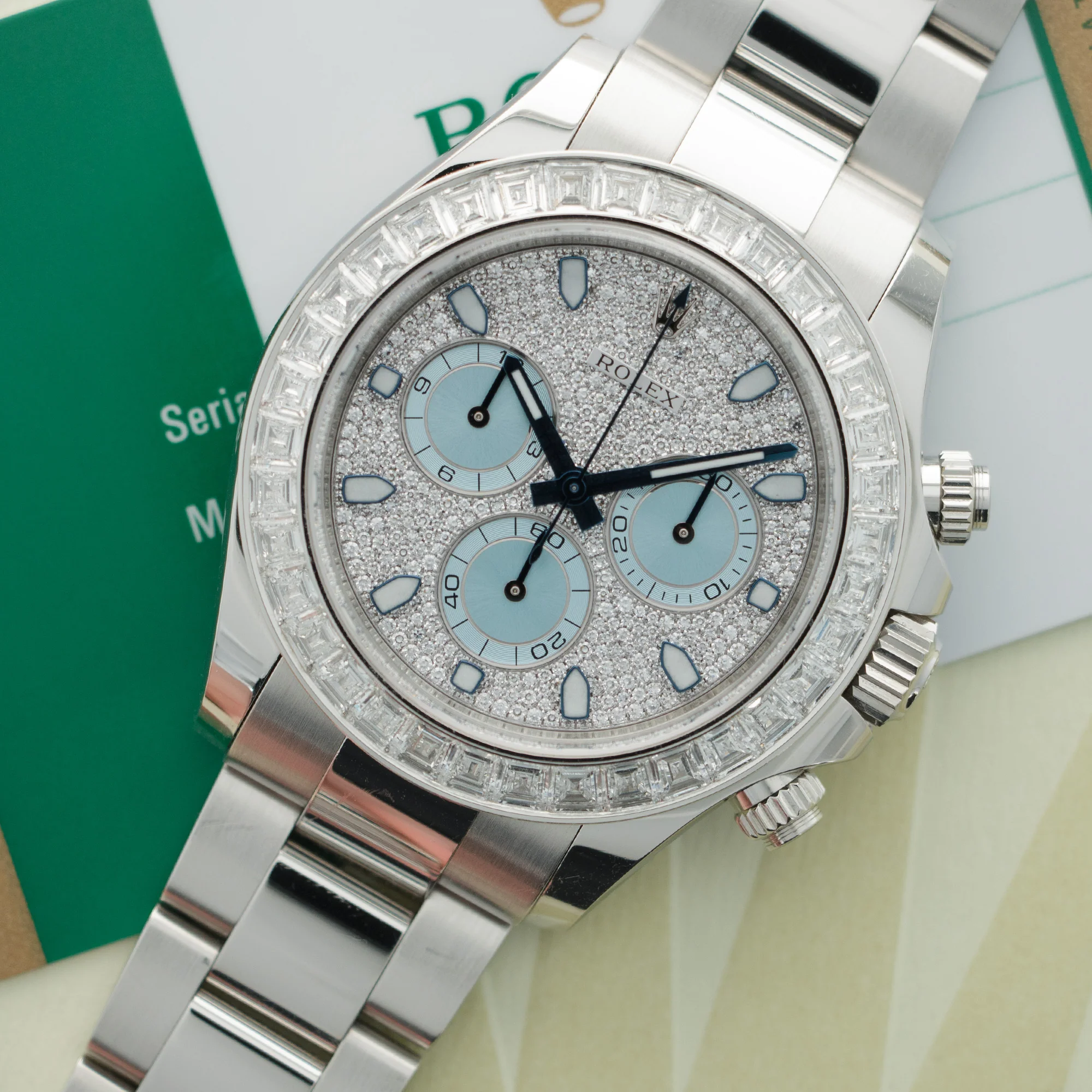 Rolex Platinum Cosmograph Daytona Baguette Diamond Watch Ref. 116576 - Image 2