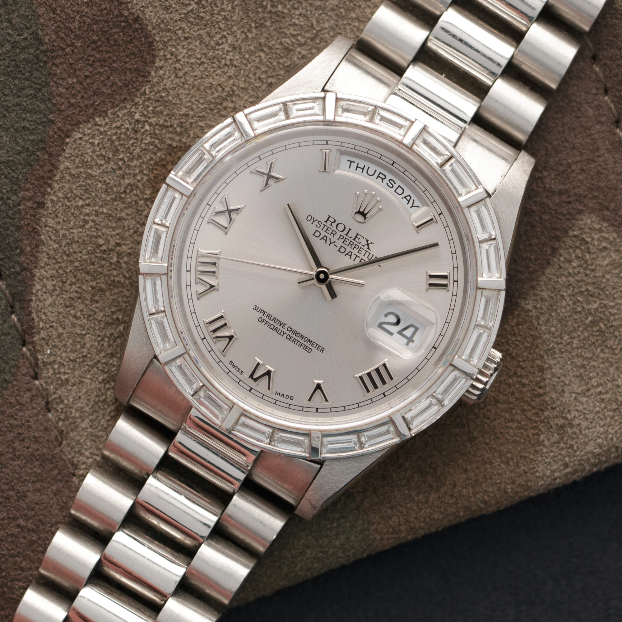 Rolex Platinum Day-Date Baguette Diamond Bezel Ref. 18366 - Image 2