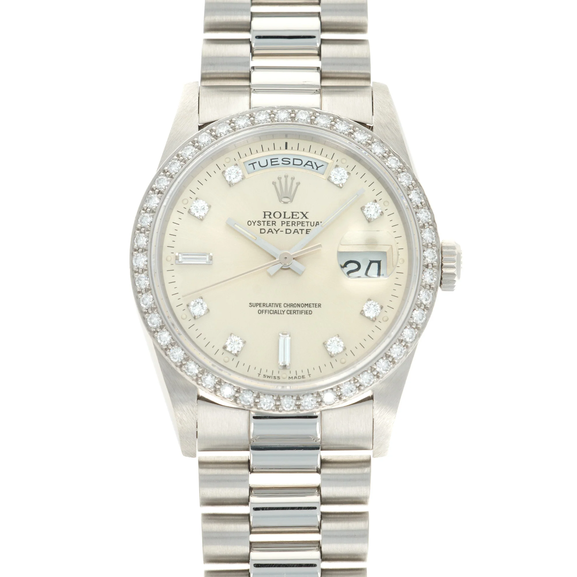Rolex Platinum Day-Date Diamond Watch Ref. 18346