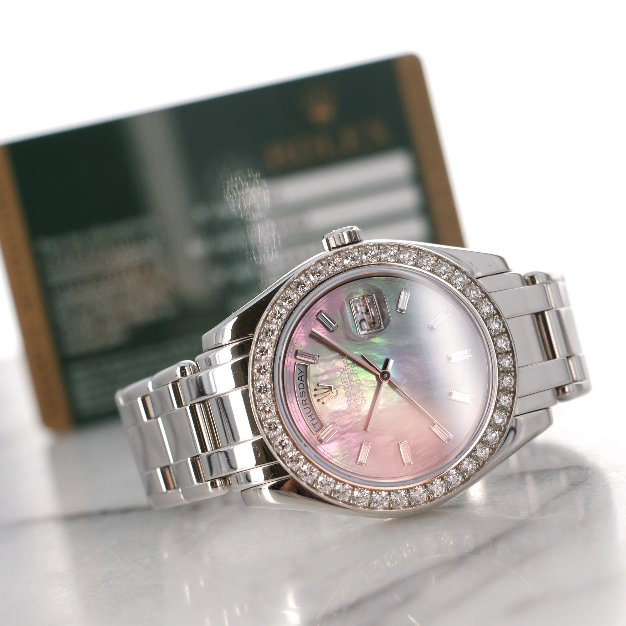 Rolex Platinum Day-Date Masterpiece Baguette Diamond Watch Ref. 18946 - Image 7