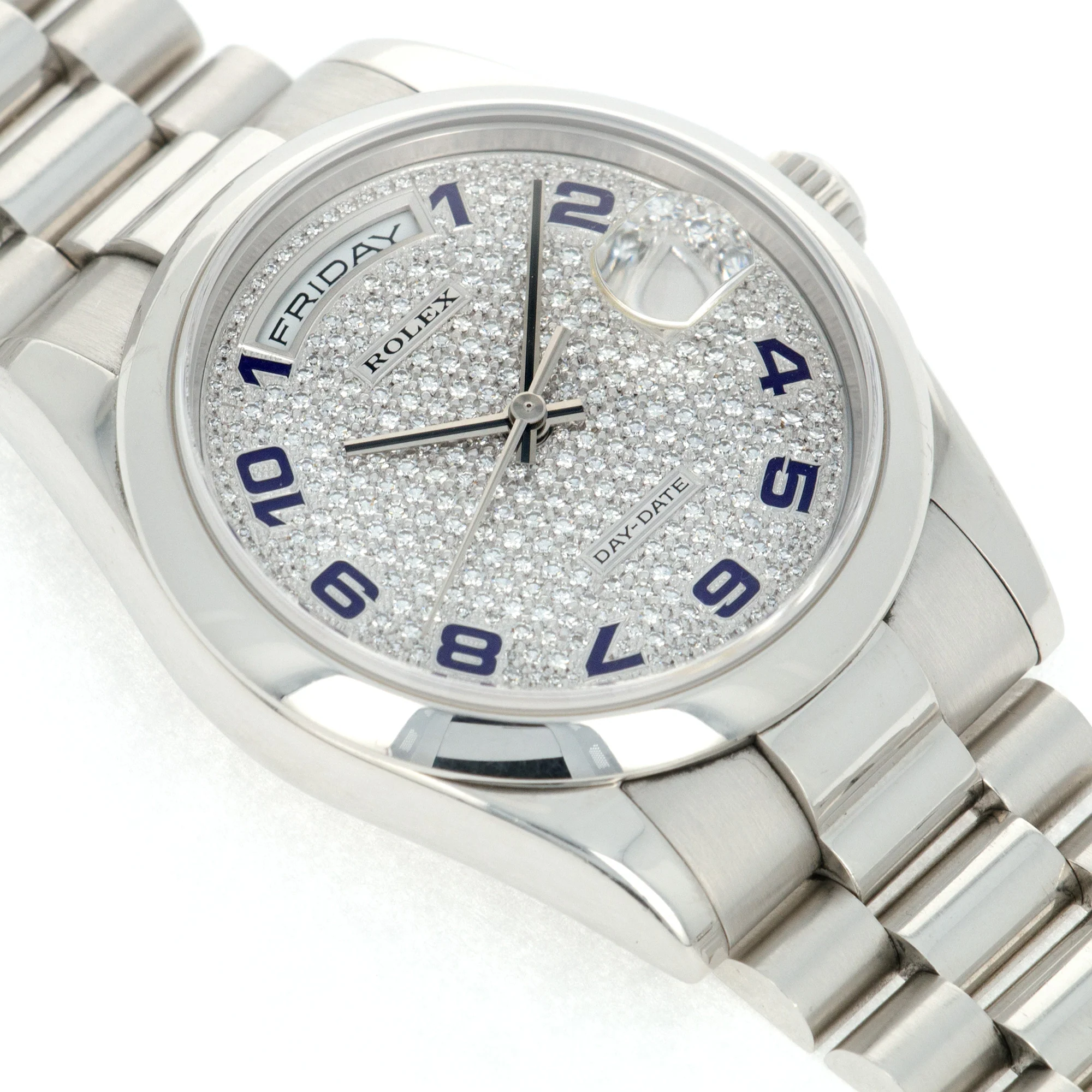 Rolex Platinum Day-Date Pave Diamond Watch Ref. 118206 - Image 3