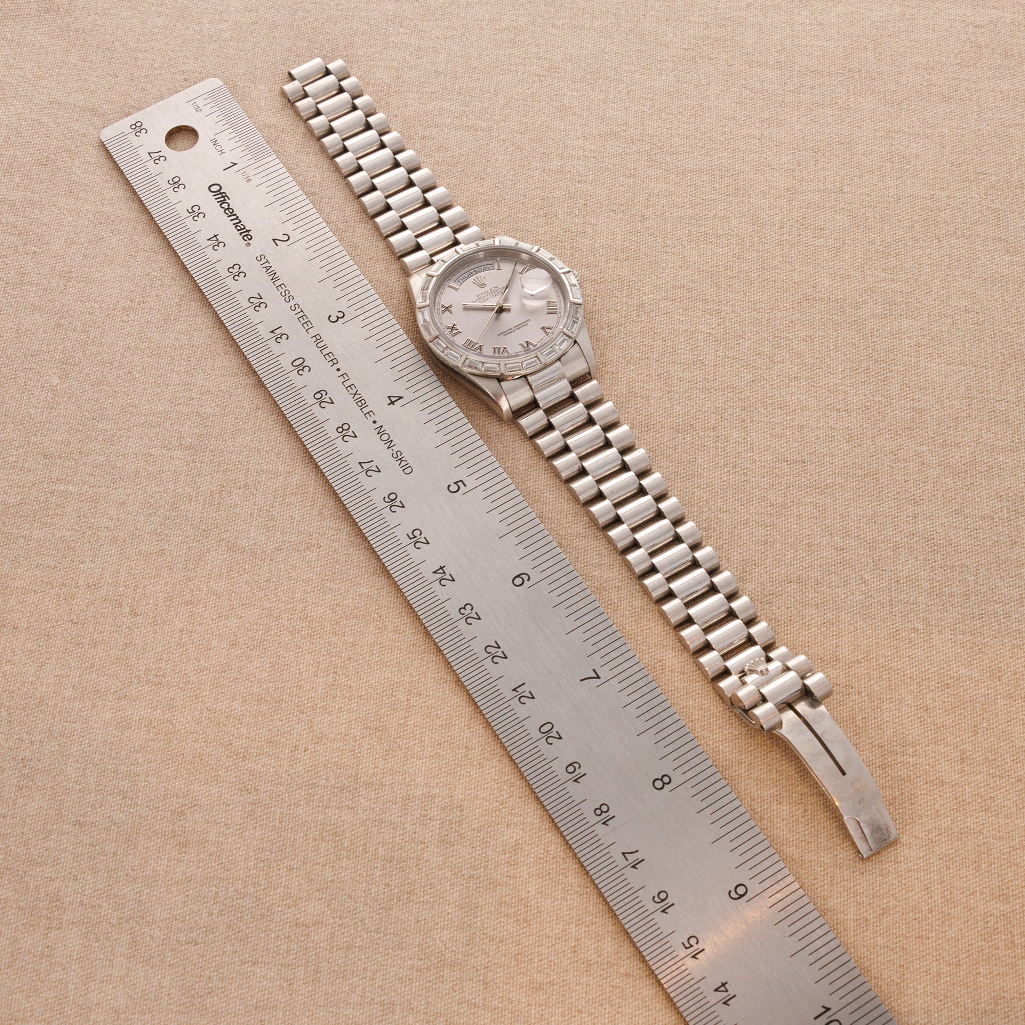 Rolex Platinum Day-Date Platinum Diamond Watch Ref. 18366 - Image 4