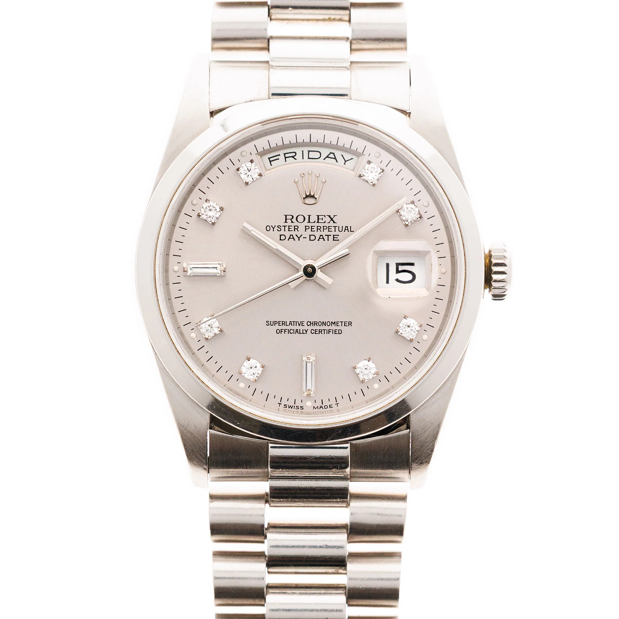 Rolex Platinum Day Date Ref. 18206 with Punched Warranty Paper