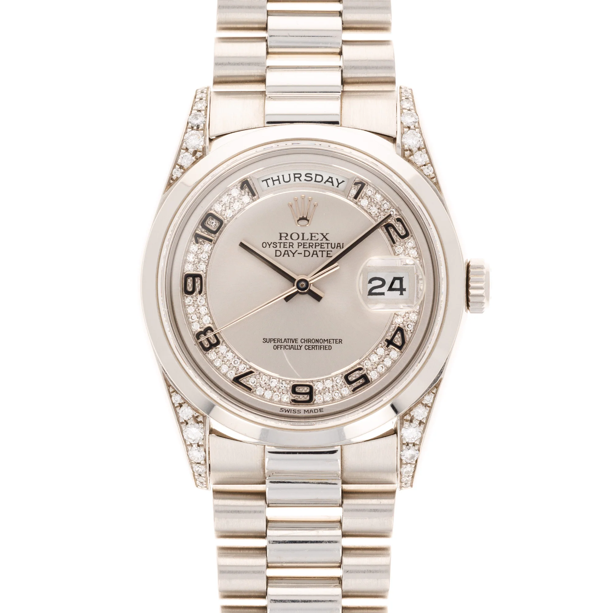 Rolex Platinum Day-Date Ref. 18296 with Factory Diamond Dial and Lugs