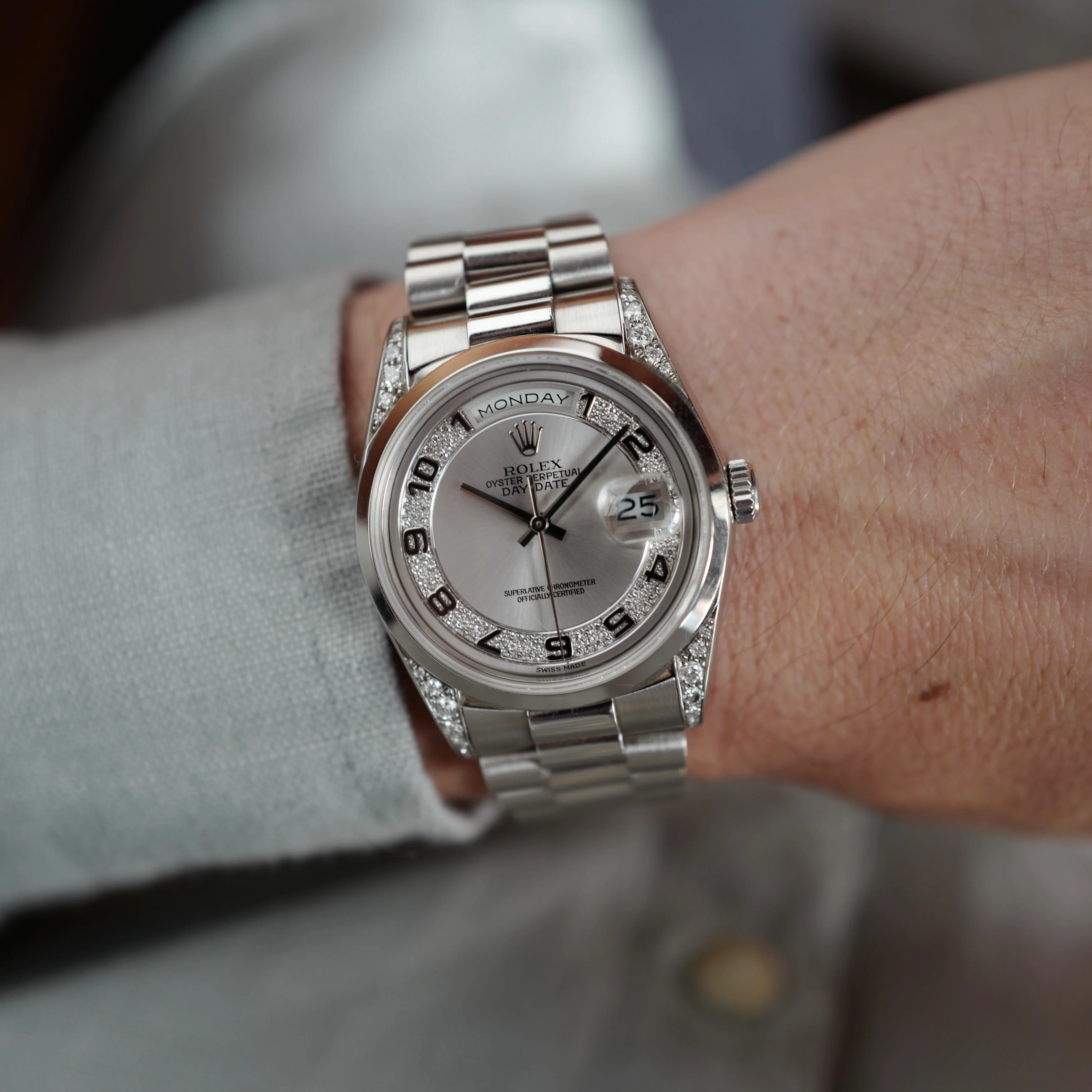 Rolex Platinum Day-Date Ref. 18296 with Factory Diamond Dial and Lugs - Image 5
