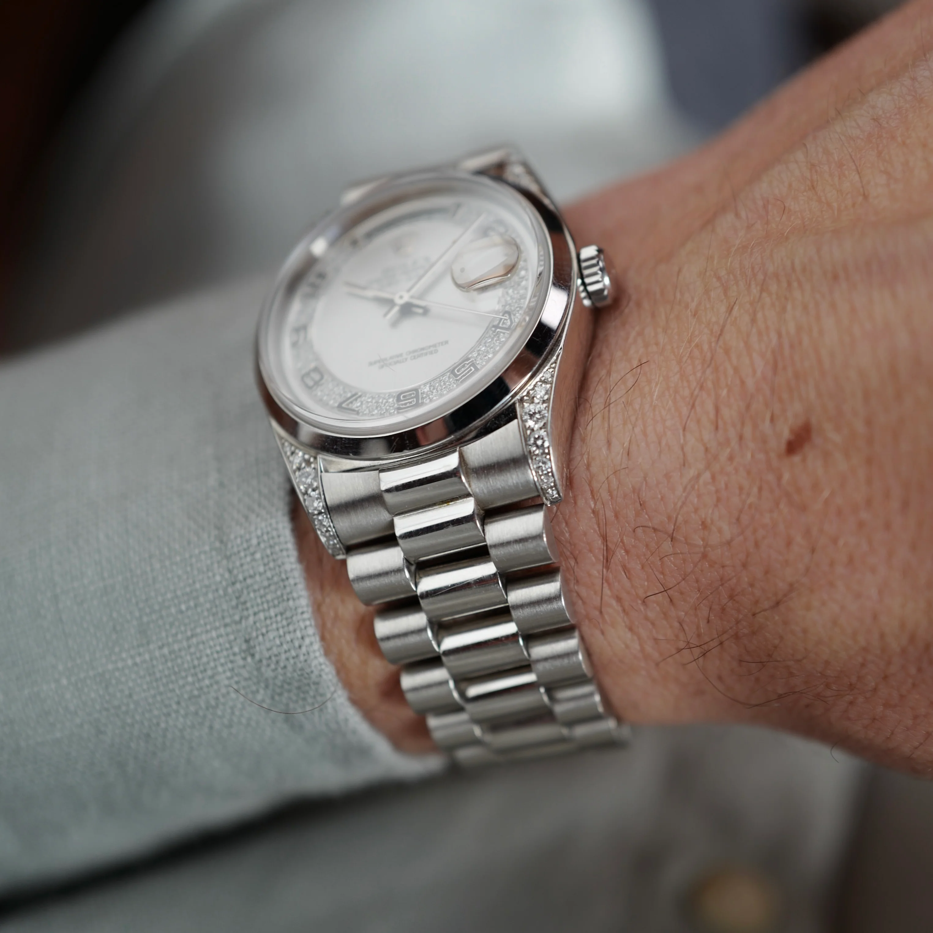 Rolex Platinum Day-Date Ref. 18296 with Factory Diamond Dial and Lugs - Image 6