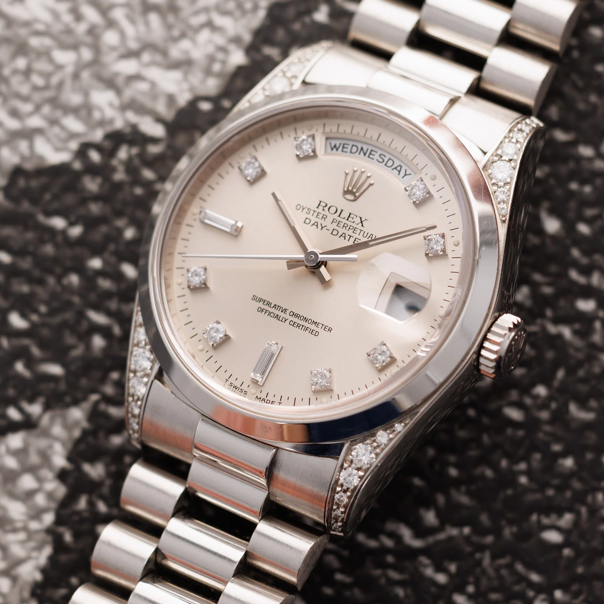 Rolex Platinum Day-Date Ref. 18296 with Original Diamonds - Image 2