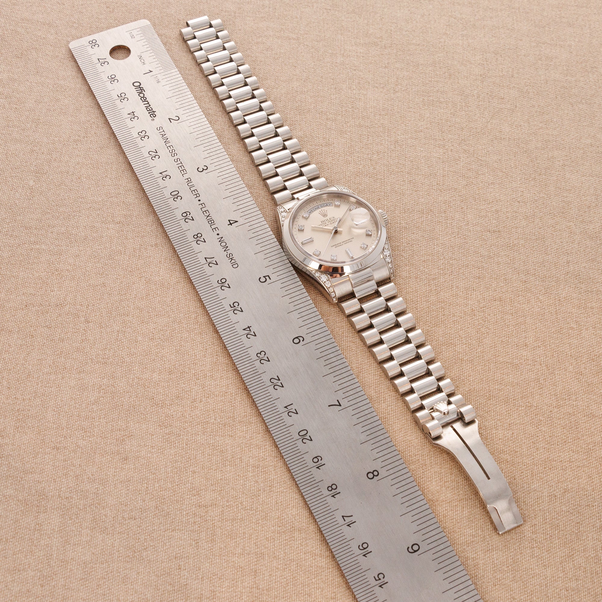 Rolex Platinum Day-Date Ref. 18296 with Original Diamonds - Image 4