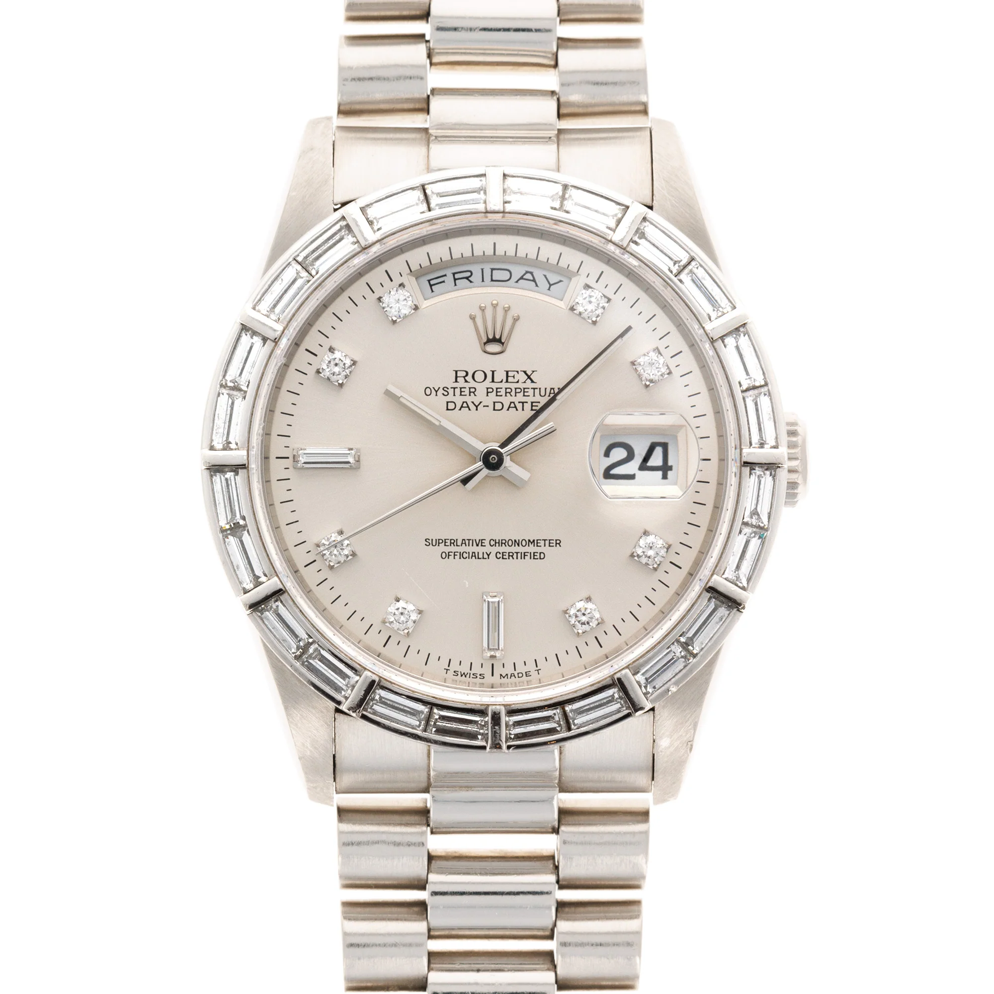 Rolex Platinum Day-Date Ref. 18366 with Baguette Diamonds