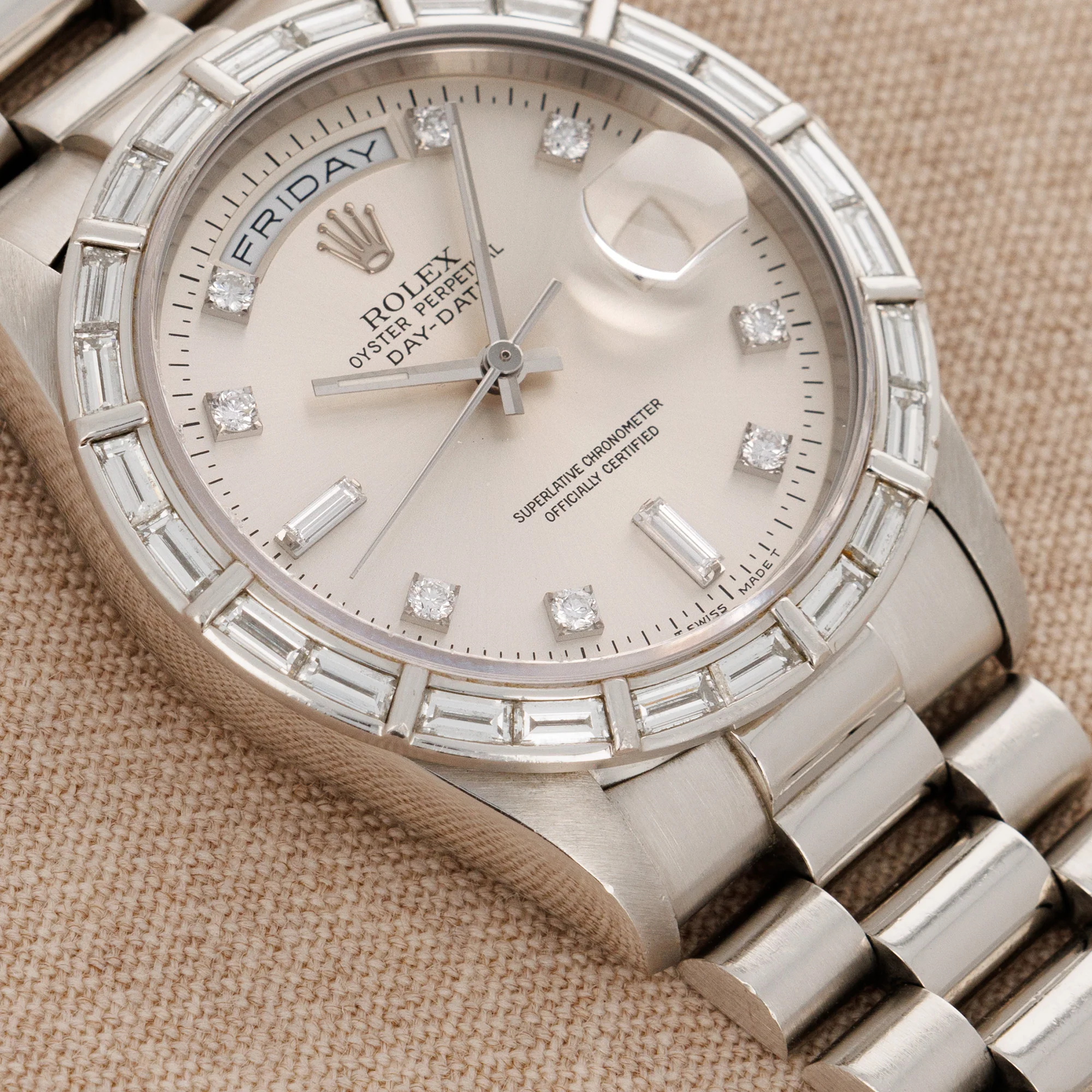Rolex Platinum Day-Date Ref. 18366 with Baguette Diamonds - Image 3